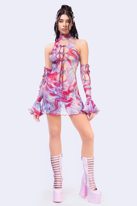 Red Queen Ribbon Mini Dress