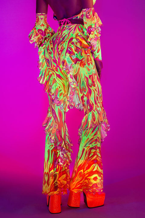 Psychedelic By Nature Ruffled Bell Bottom Pants