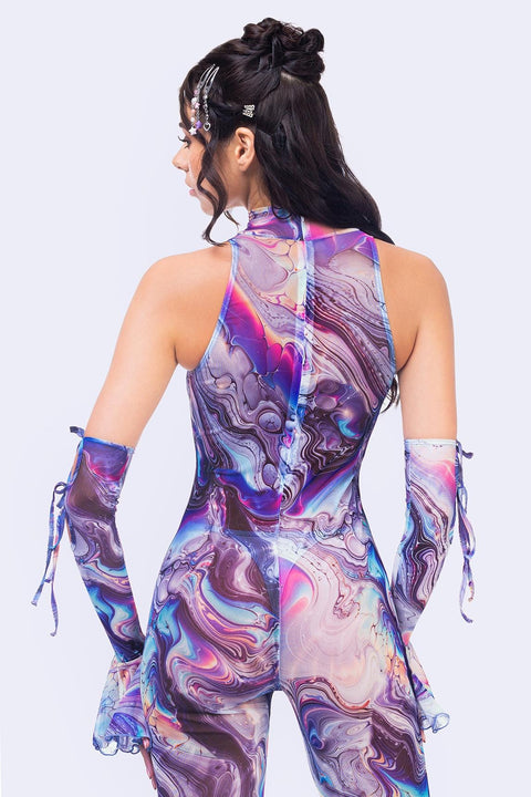 Mother-Of-Pearl Ribbon Jumpsuit