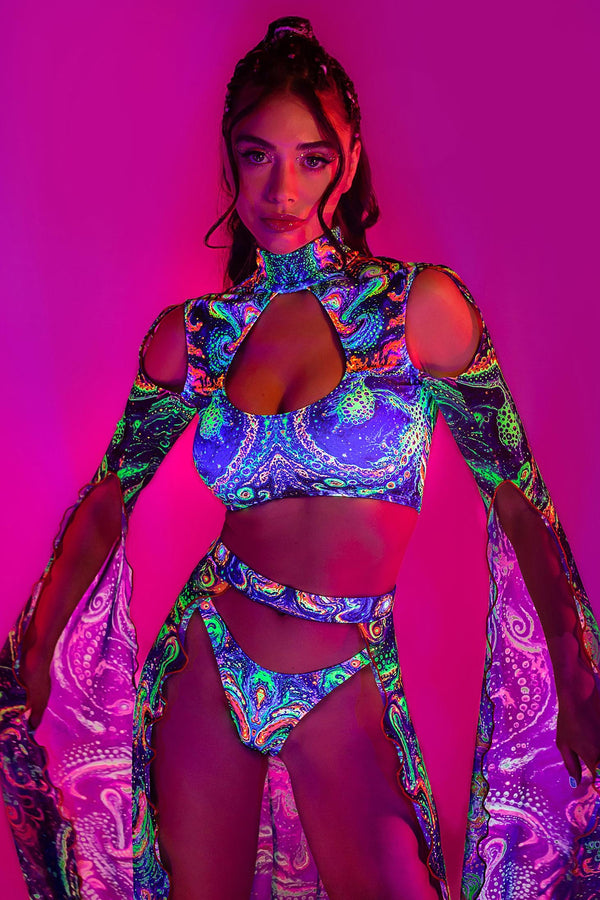 Cosmic Vortex Sleeve and Open Front Skirt Set