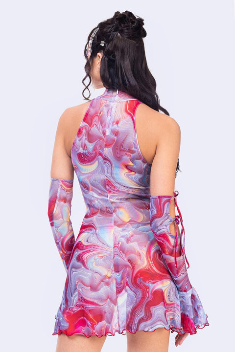 Red Queen Ribbon Mini Dress