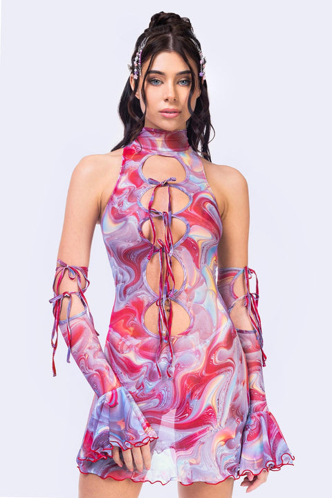 Red Queen Ribbon Mini Dress