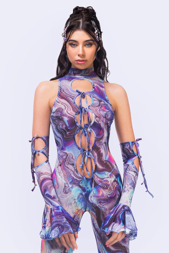 Mother-Of-Pearl Ribbon Jumpsuit