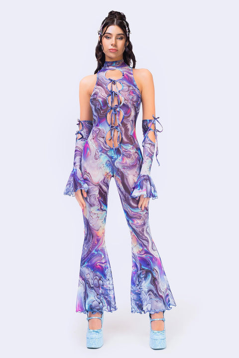 Mother-Of-Pearl Ribbon Jumpsuit