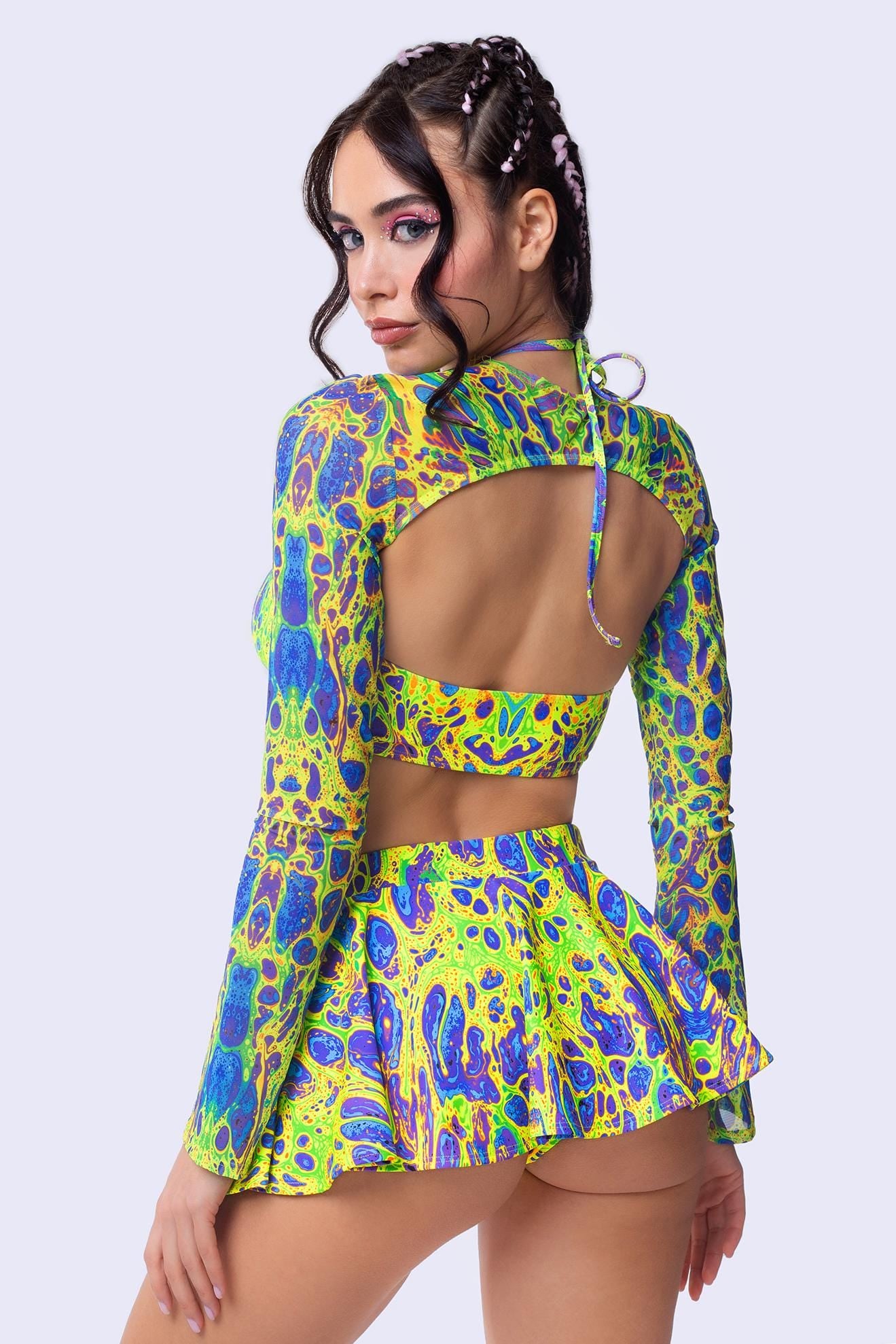 BADINKA Verwirrendes 2-teiliges Neckholder-Top Neon-uv, psychedelic