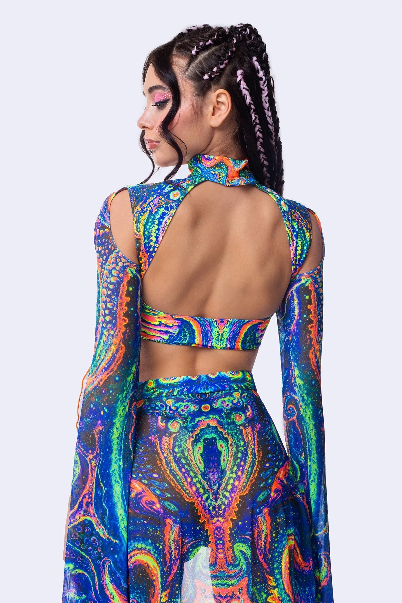 Cosmic Vortex Maxi Sleeve Top