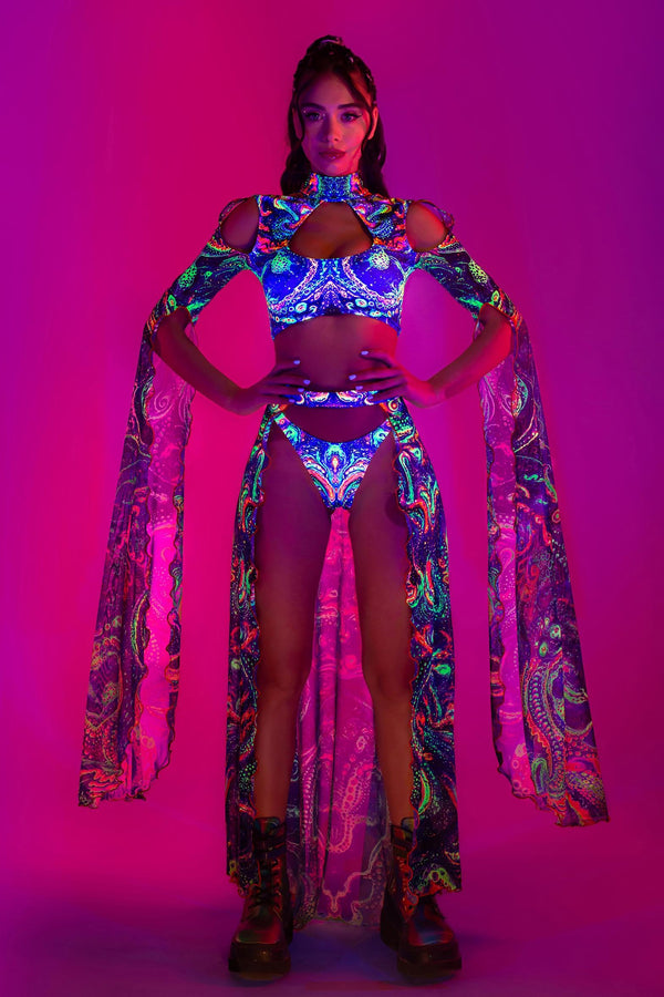 Cosmic Vortex Maxi-Ärmel-Top