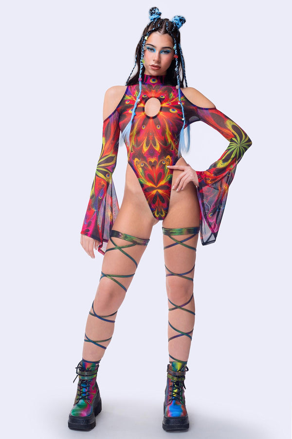 Wandering Looks Flared Sleeve Bodysuit