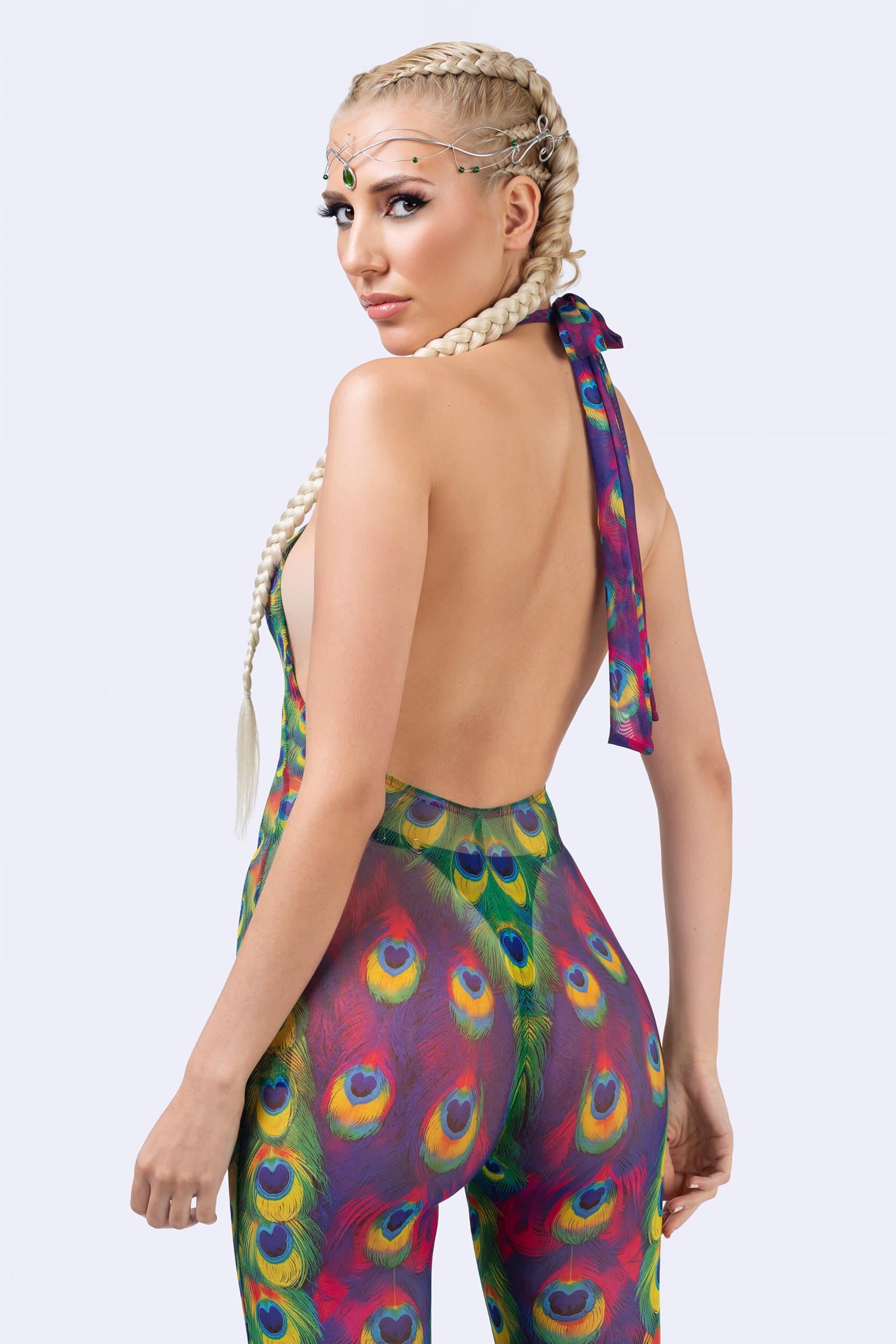 BADINKA Women Tailspin Mesh Halter Romper