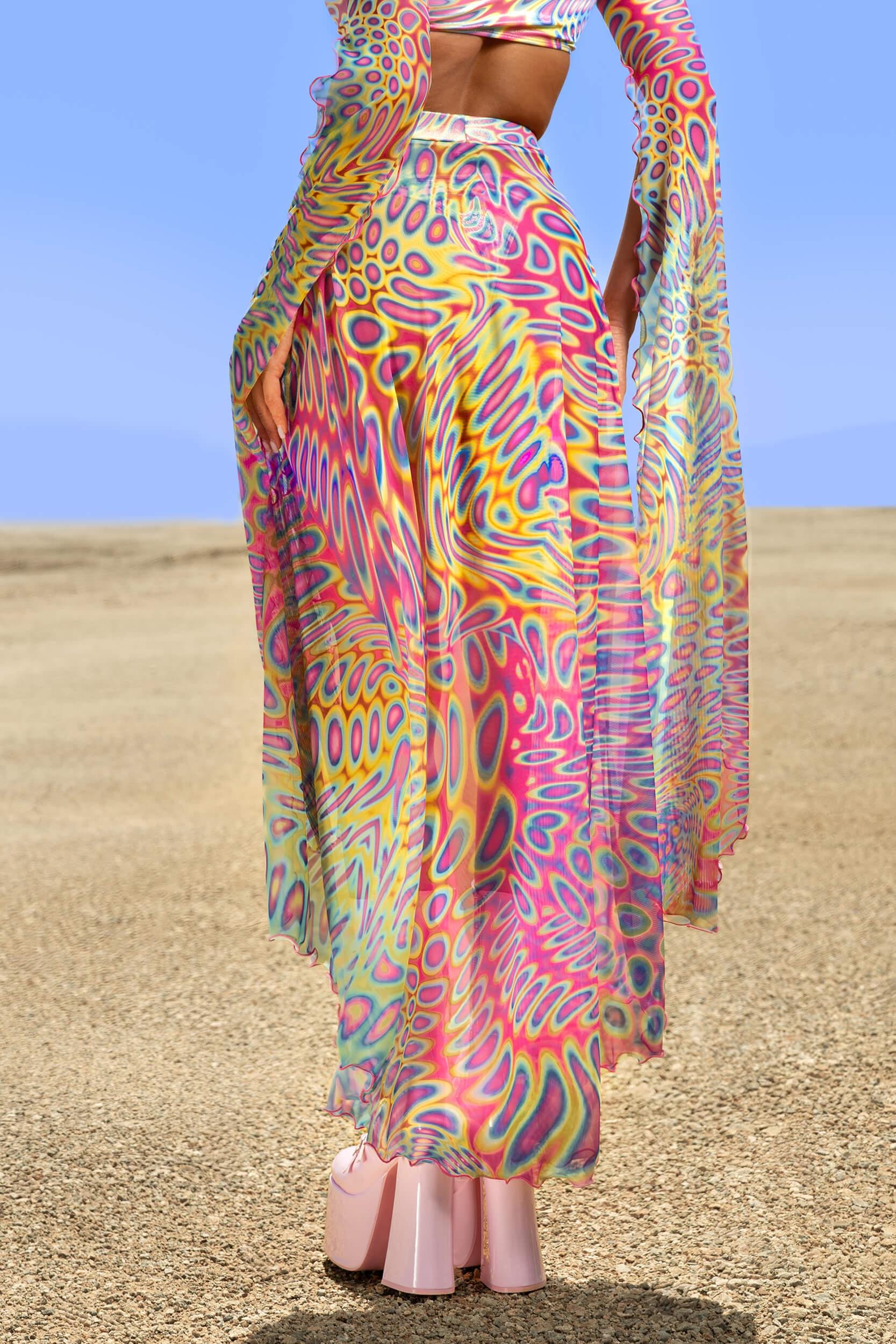 BADINKA Soft Focus Open Front Skirt Rainbow