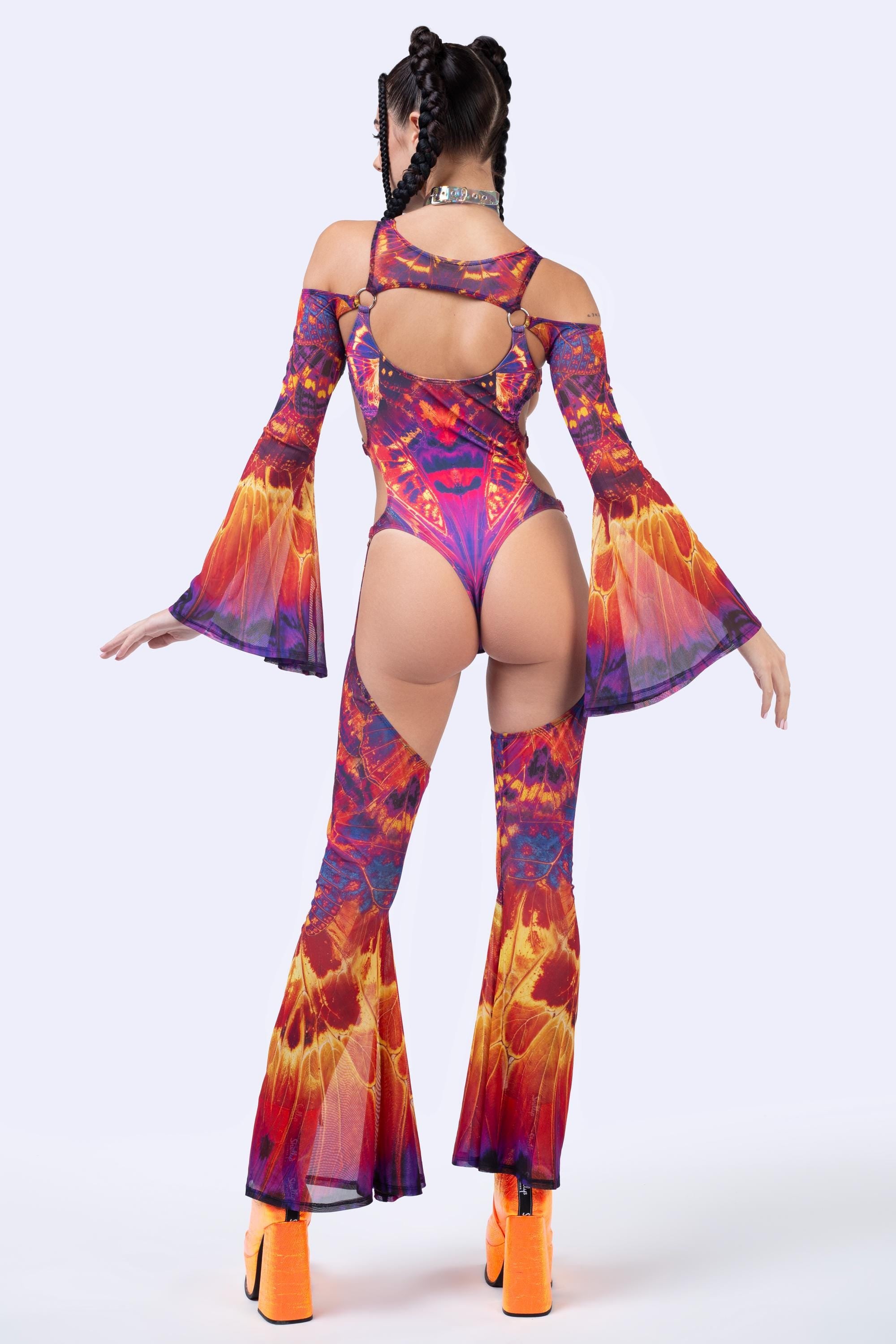 BADINKA Women Solar Bloom Flared Chaps Catsuit