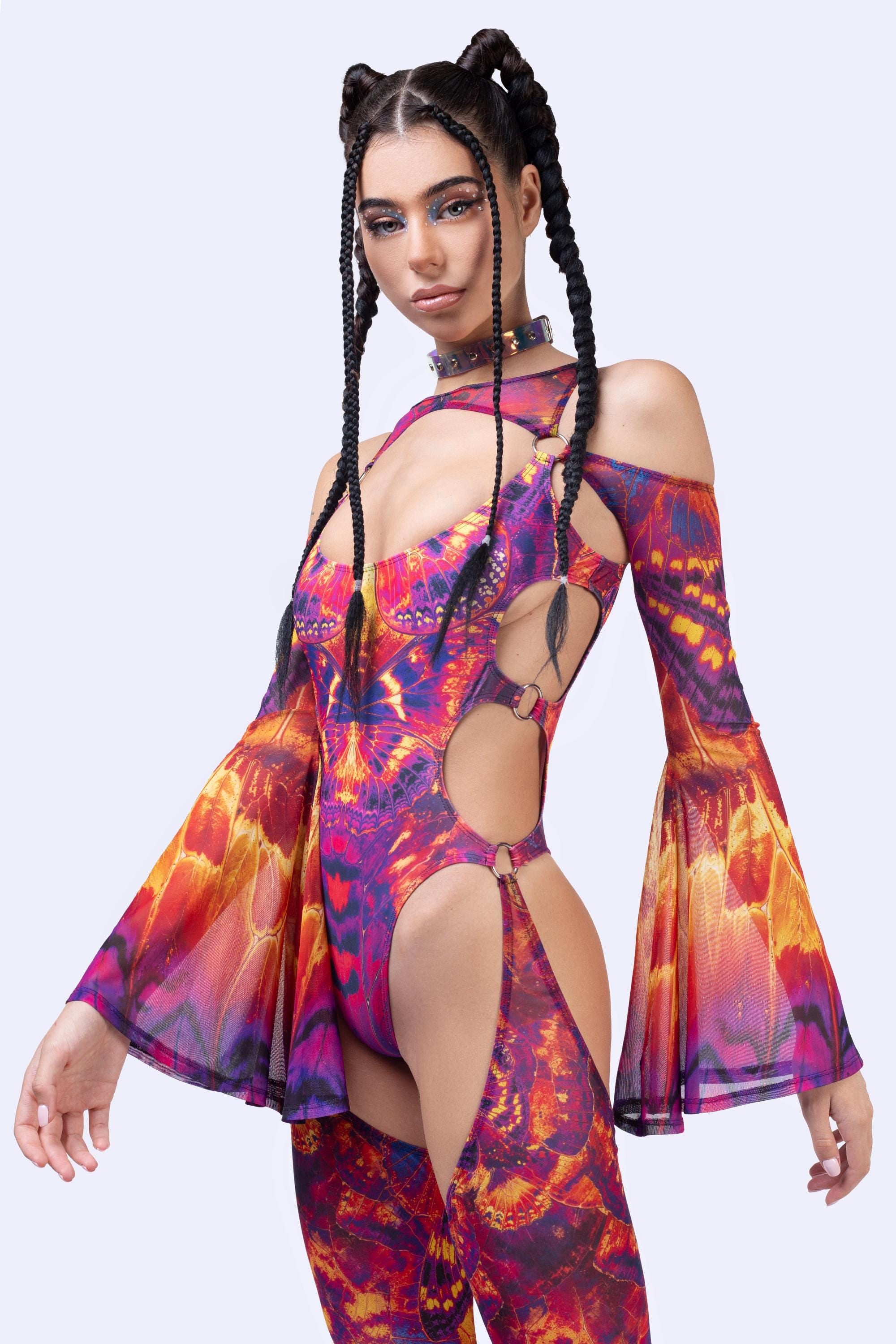 BADINKA Solar Bloom Flared Chaps Catsuit