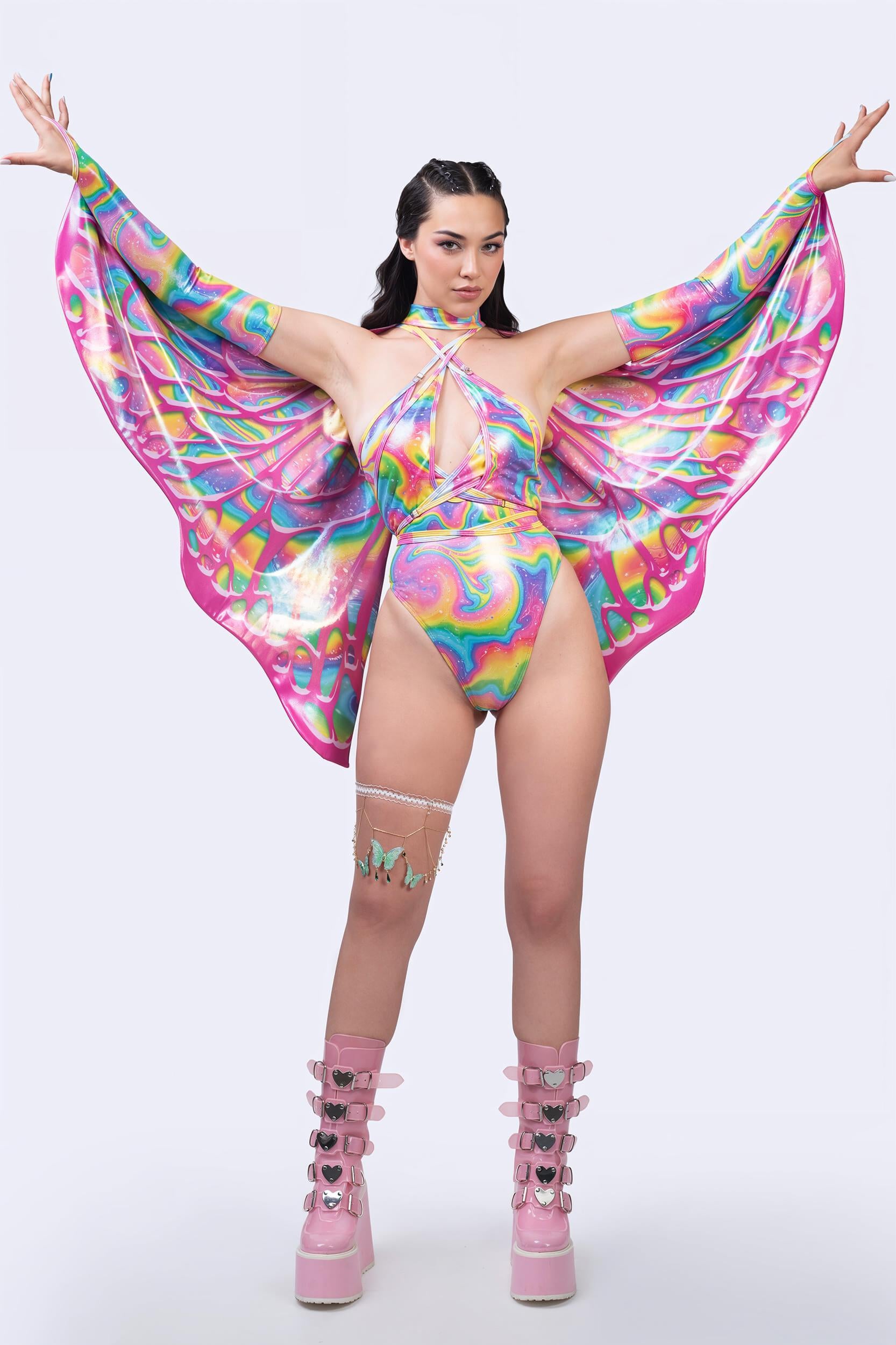 BADINKA Rainbow Fairytale Halter Bodysuit Shiny