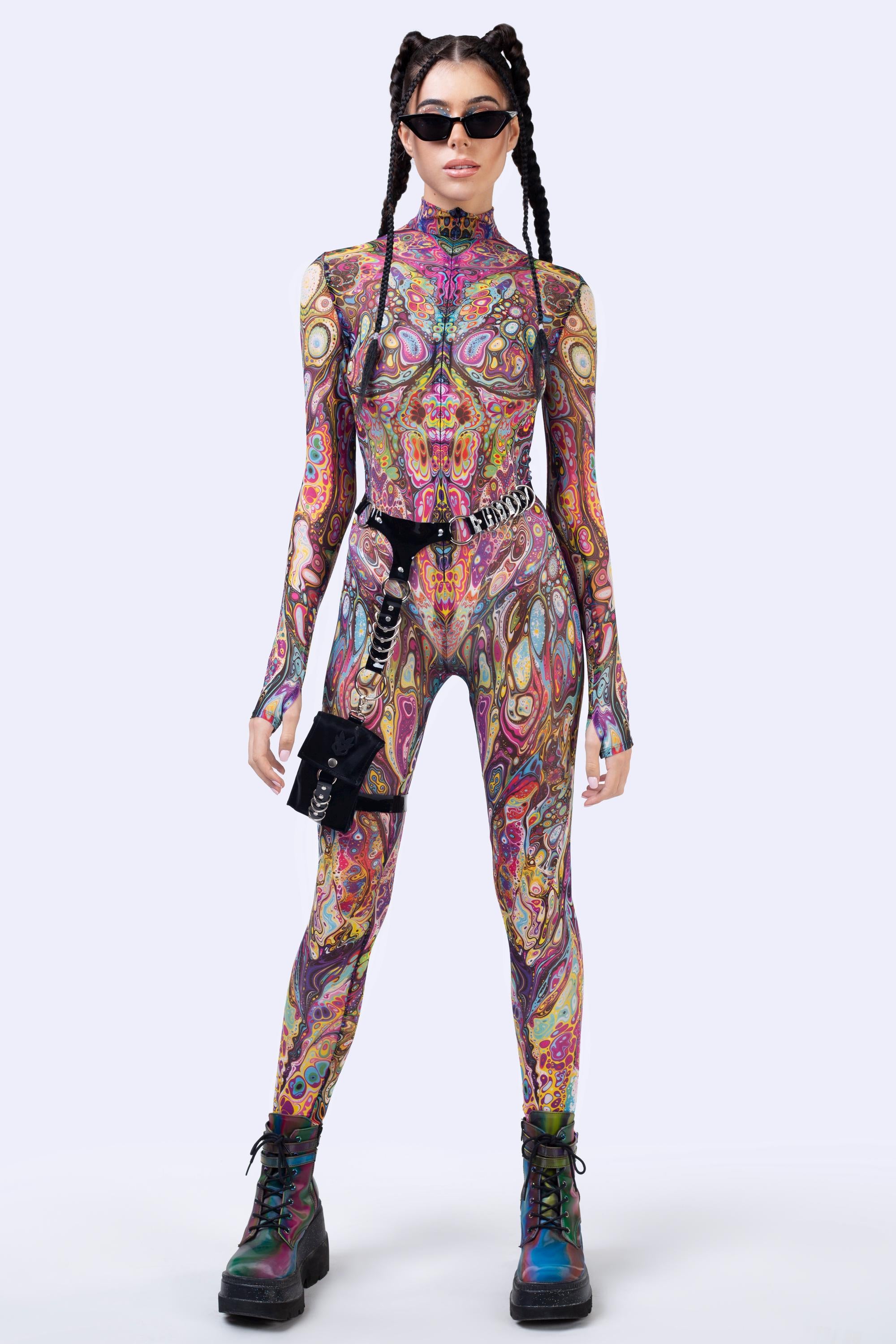 BADINKA Pattern Recognition Mesh Costume Front-zip