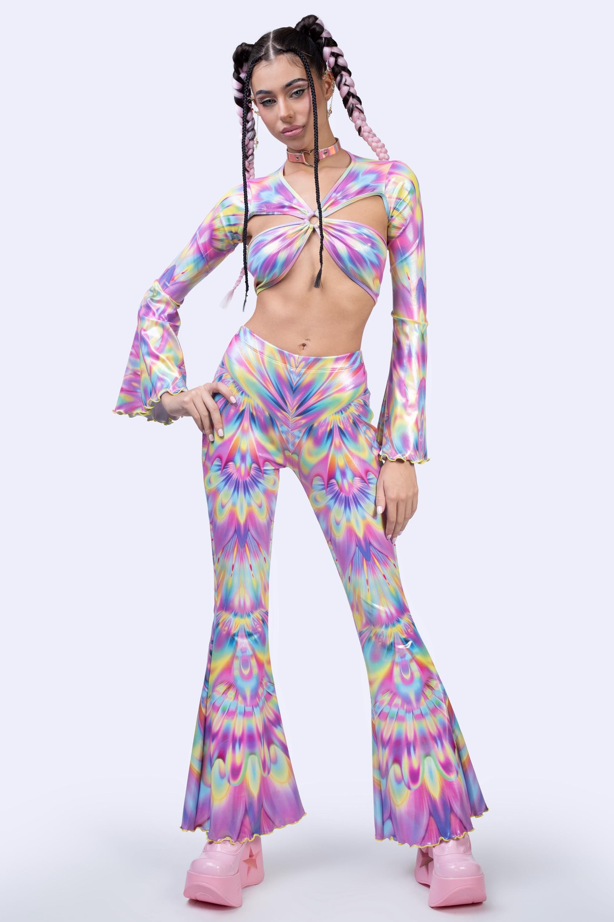 BADINKA Women Out Of Line Bell Bottom Pants