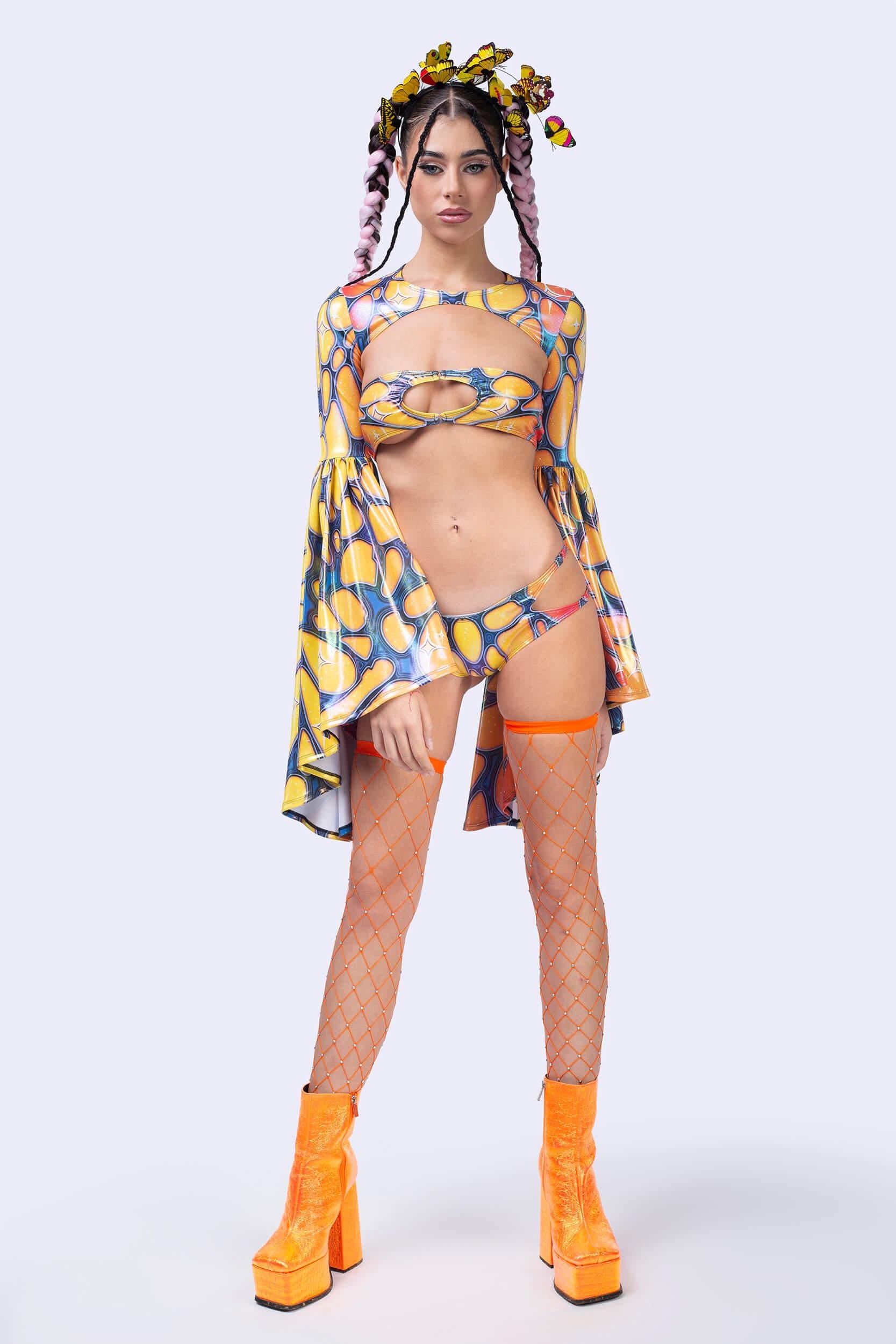 BADINKA Women Flight Risk Peachy 2-Piece Shrug Top