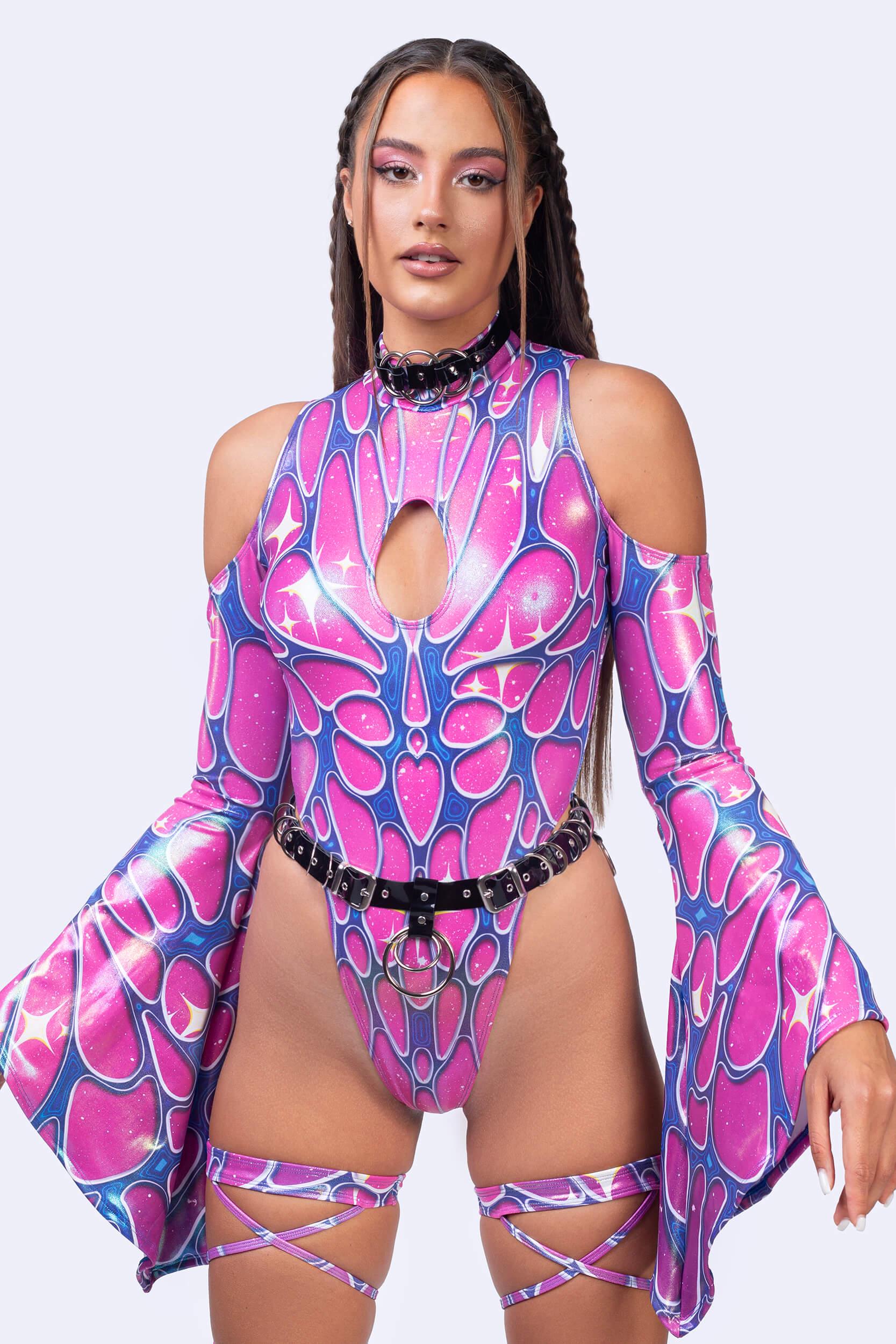 BADINKA Women Flight Risk Rosy Flared Sleeve Bodysuit