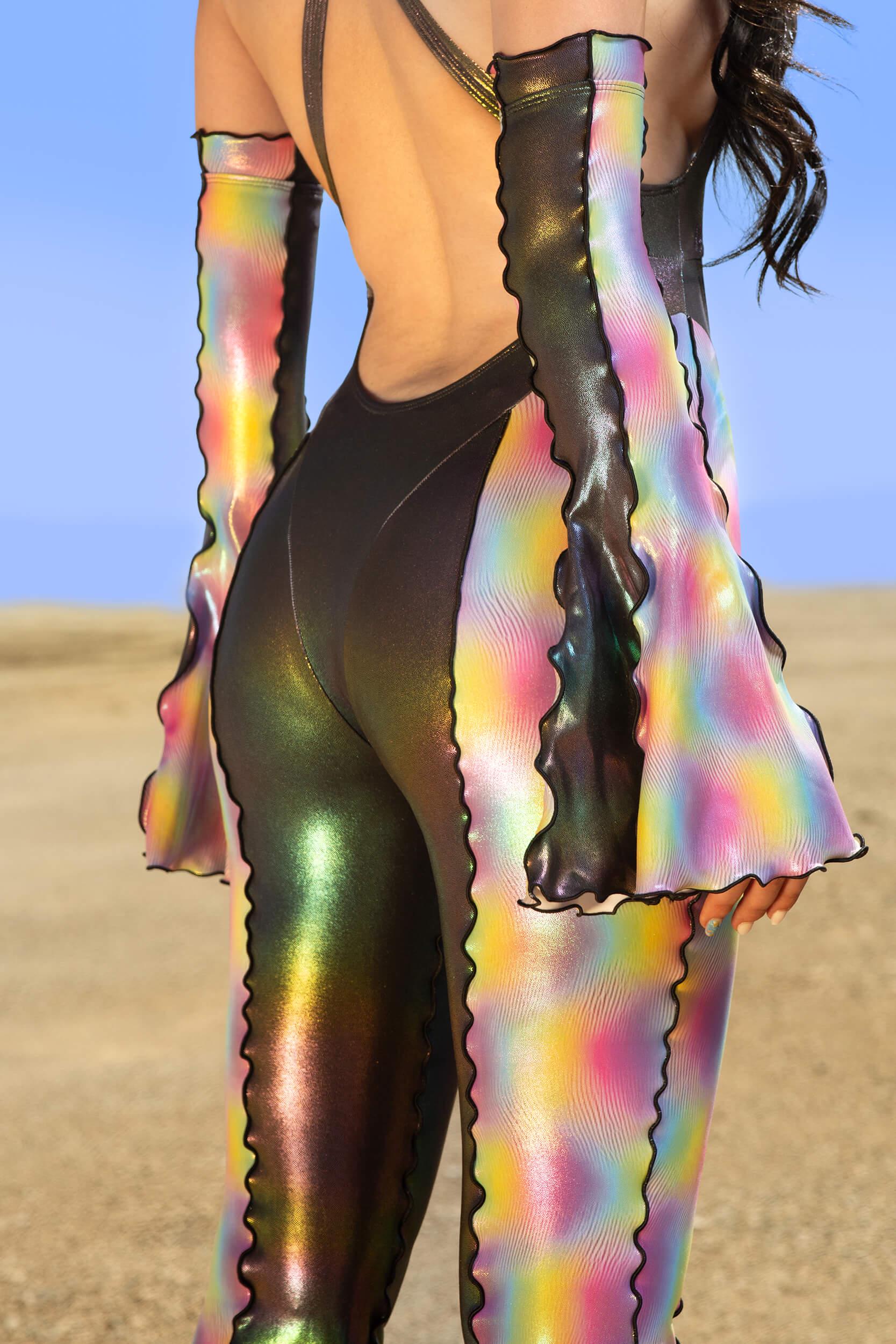 BADINKA Dimensional Slip Criss Cross Romper Shiny