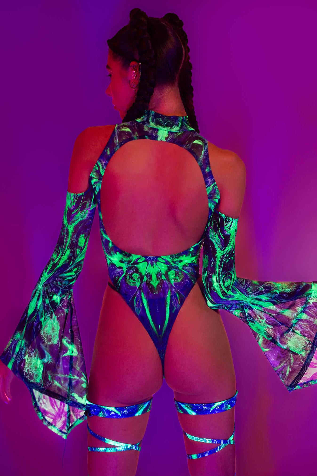 BADINKA Electric Eden Flared Sleeve Bodysuit Green