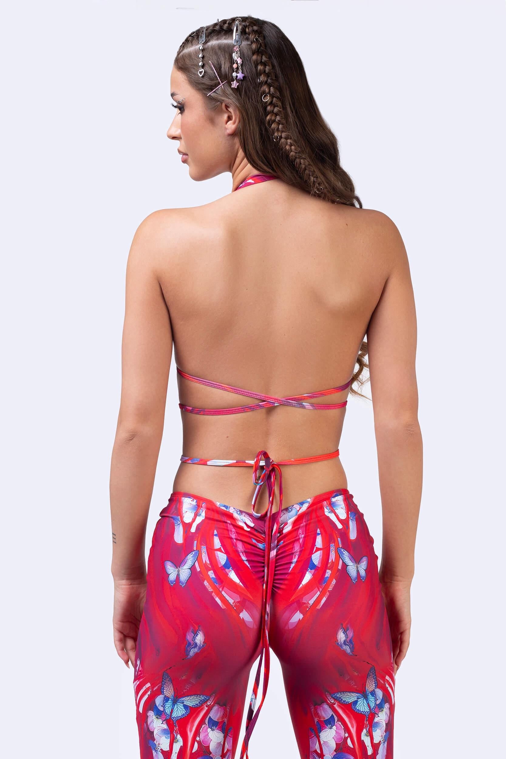 BADINKA Cut the Cameras Wrap Around Triangle Top Halter-neck