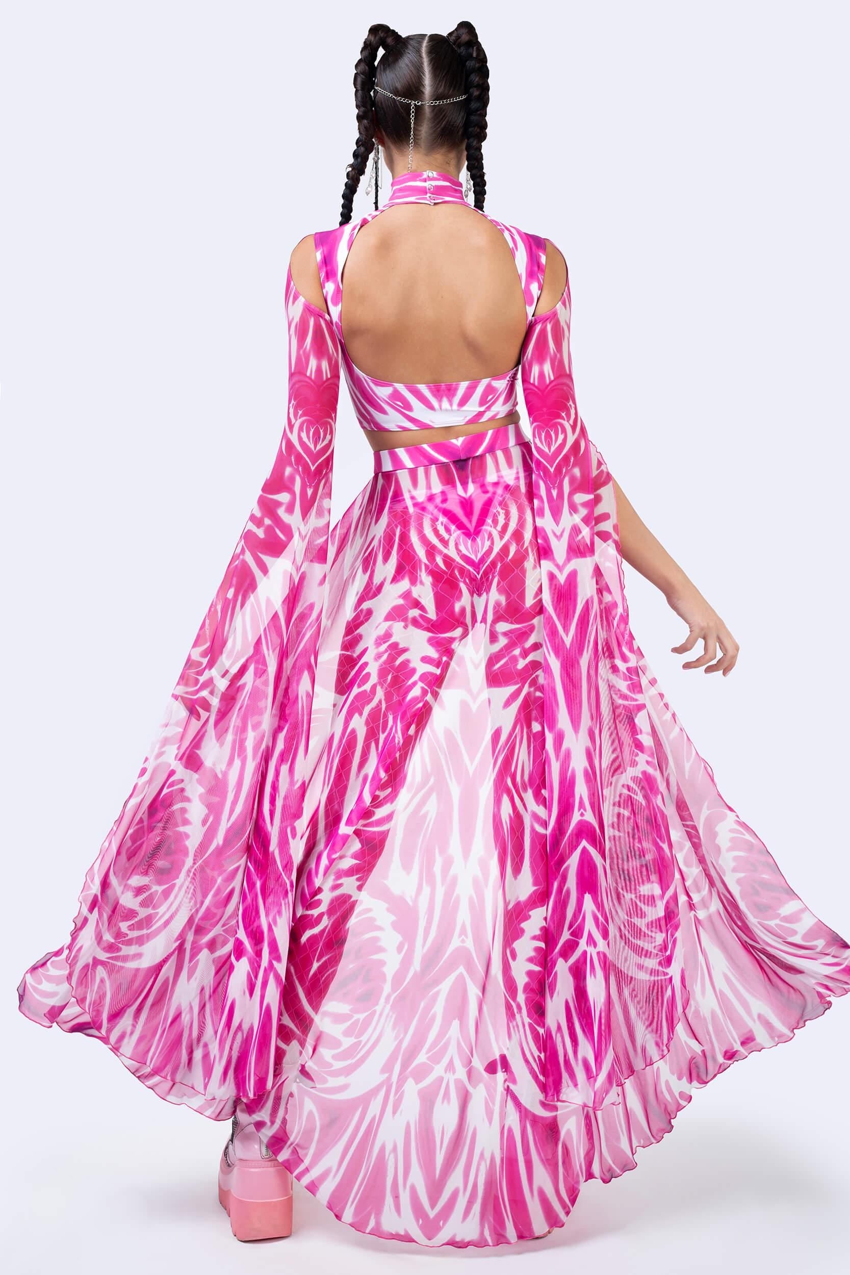 BADINKA Bubblegum Heat Maxi Sleeve Top Bare-back, flowy, keyhole