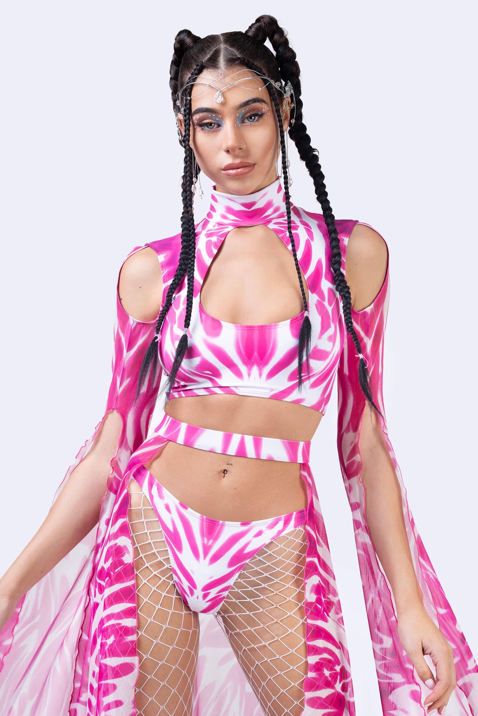 BADINKA Bubblegum Heat Maxi Sleeve Top Rave