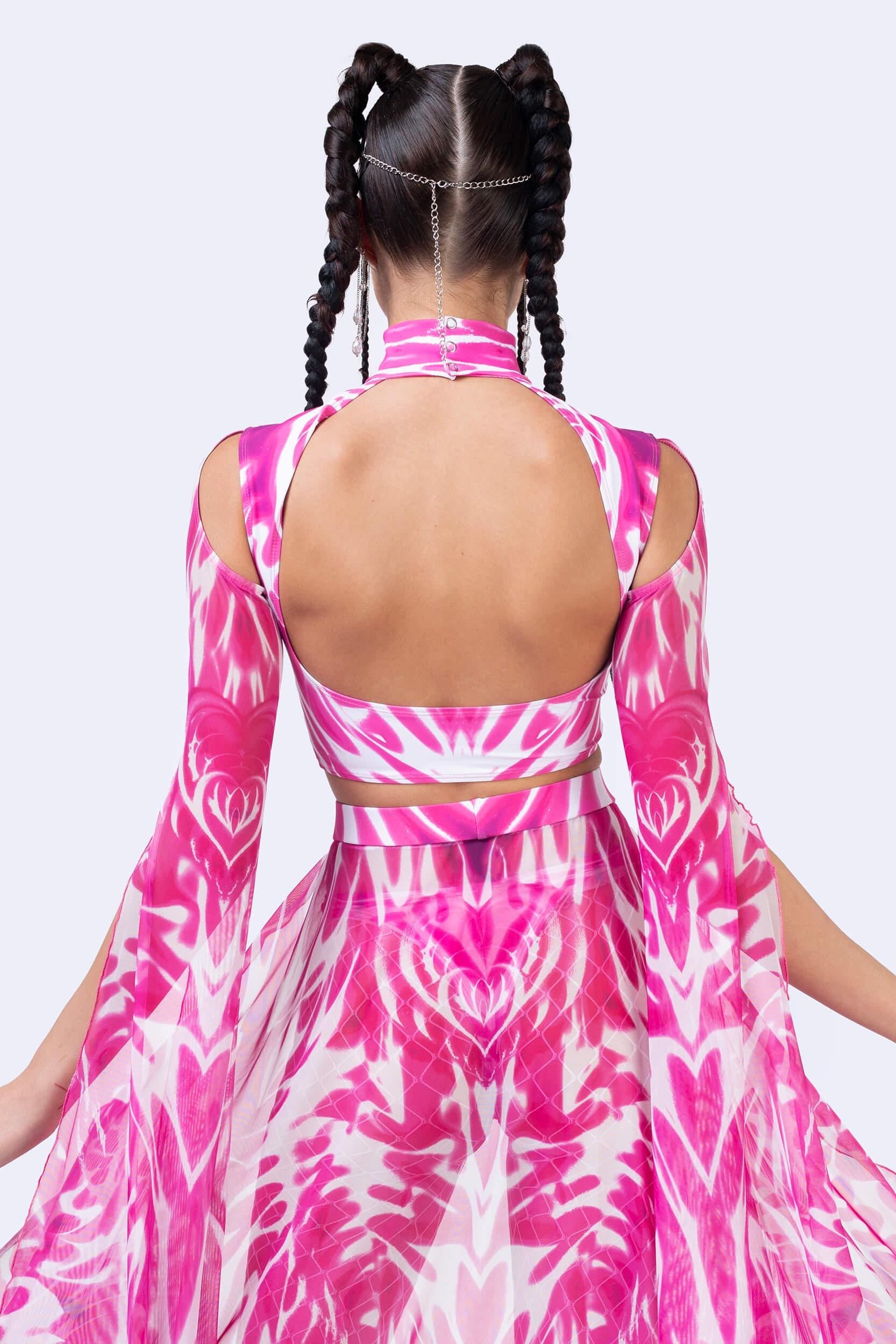 BADINKA Bubblegum Heat Maxi Sleeve Top Mesh, spandex