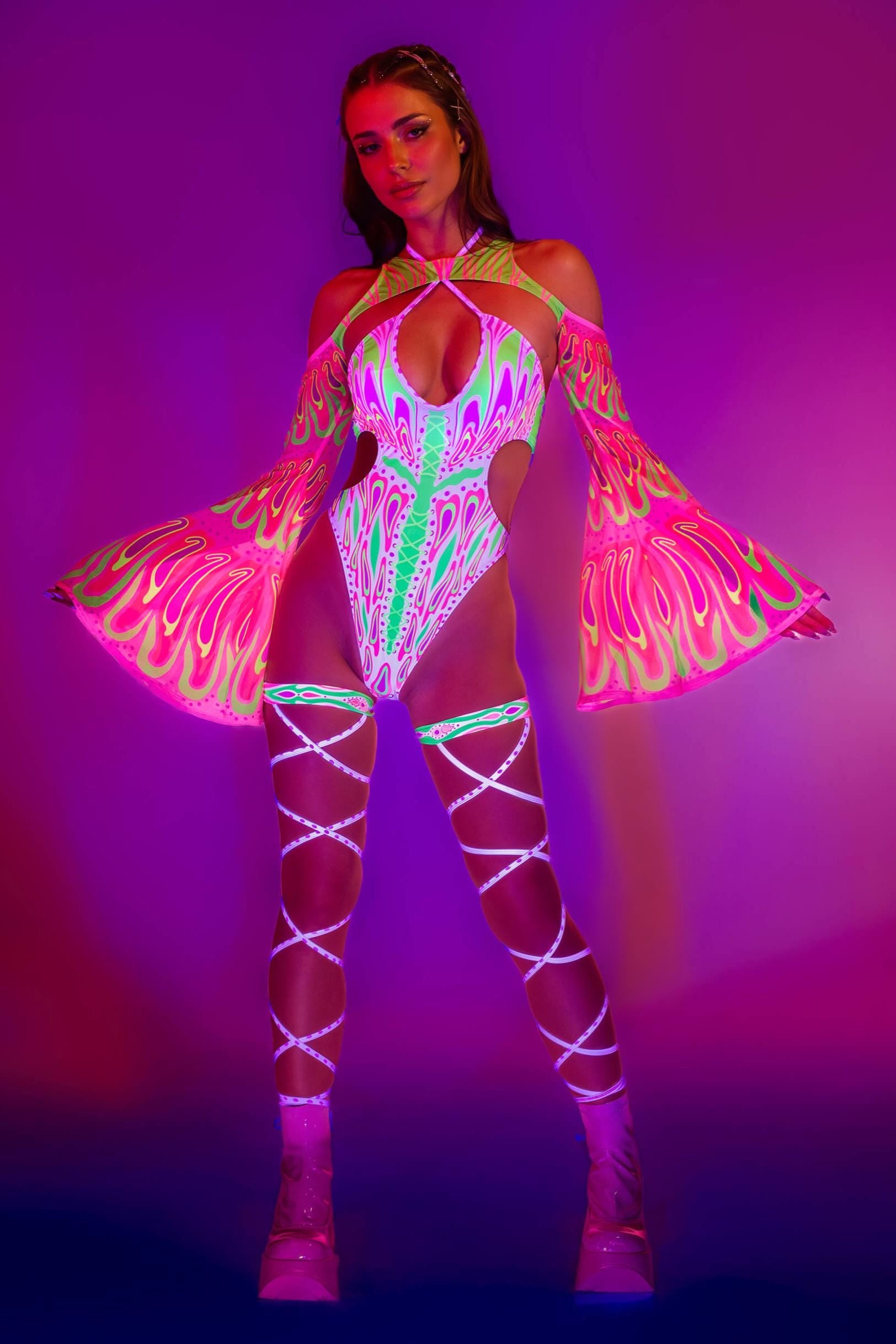 BADINKA Blush Moth Keyhole Halter Bodysuit