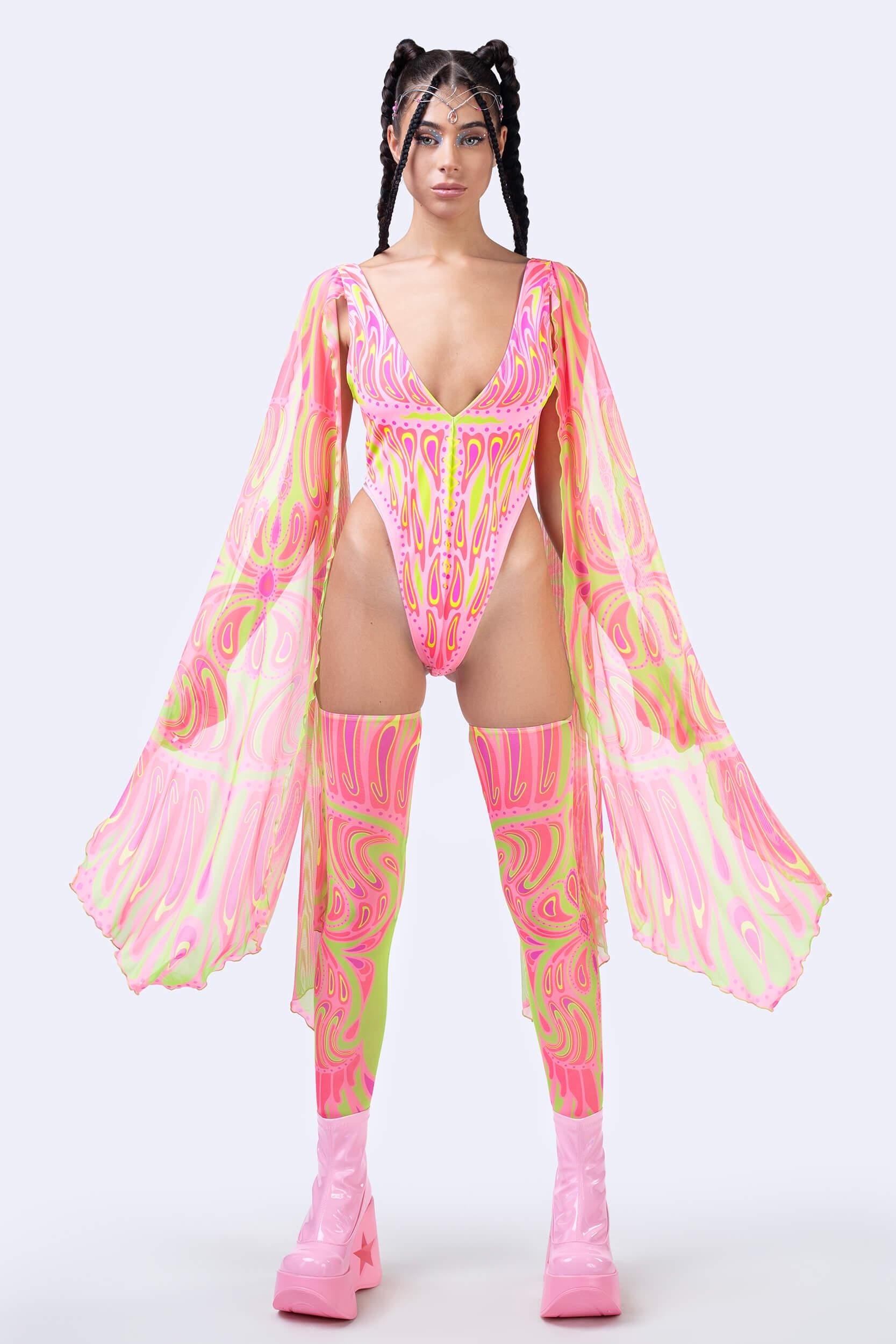BADINKA Blush Moth Winged Bodysuit Bare-back, flowy