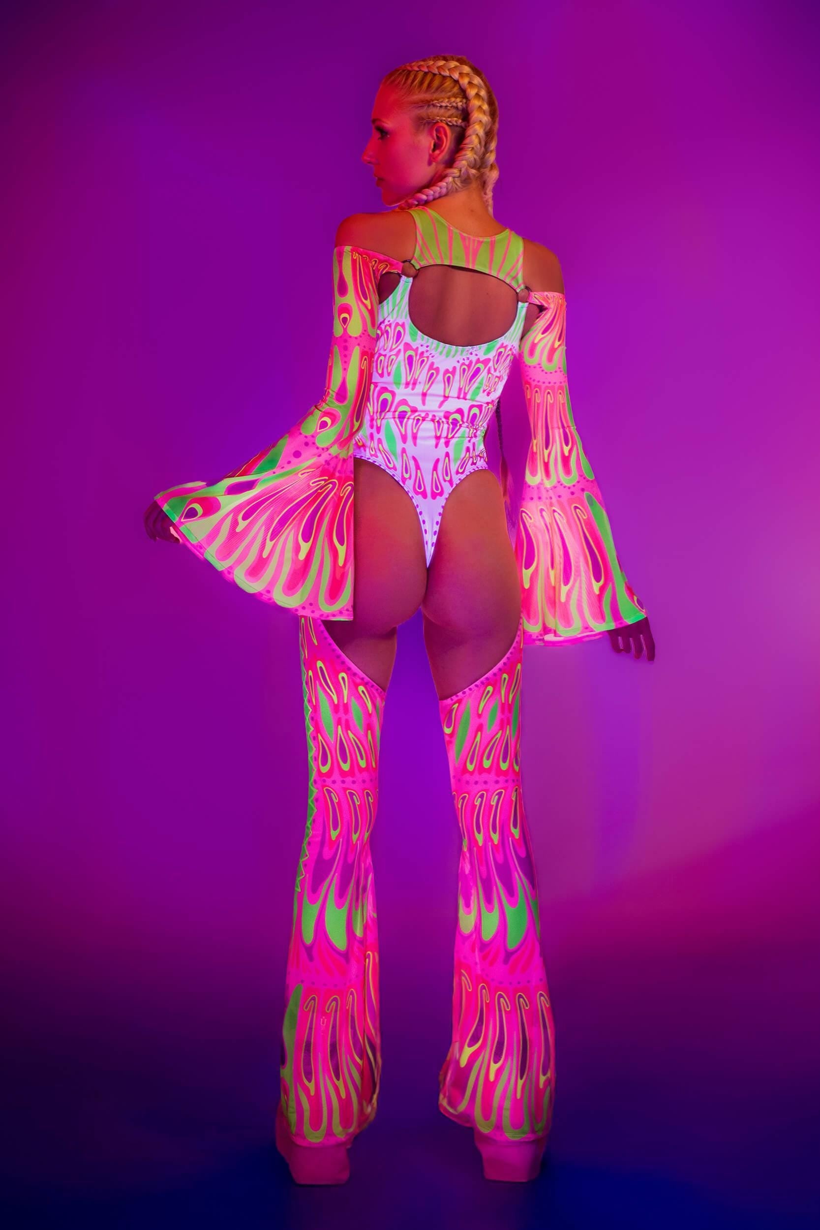 BADINKA Blush Moth Flared Chaps Catsuit Pink