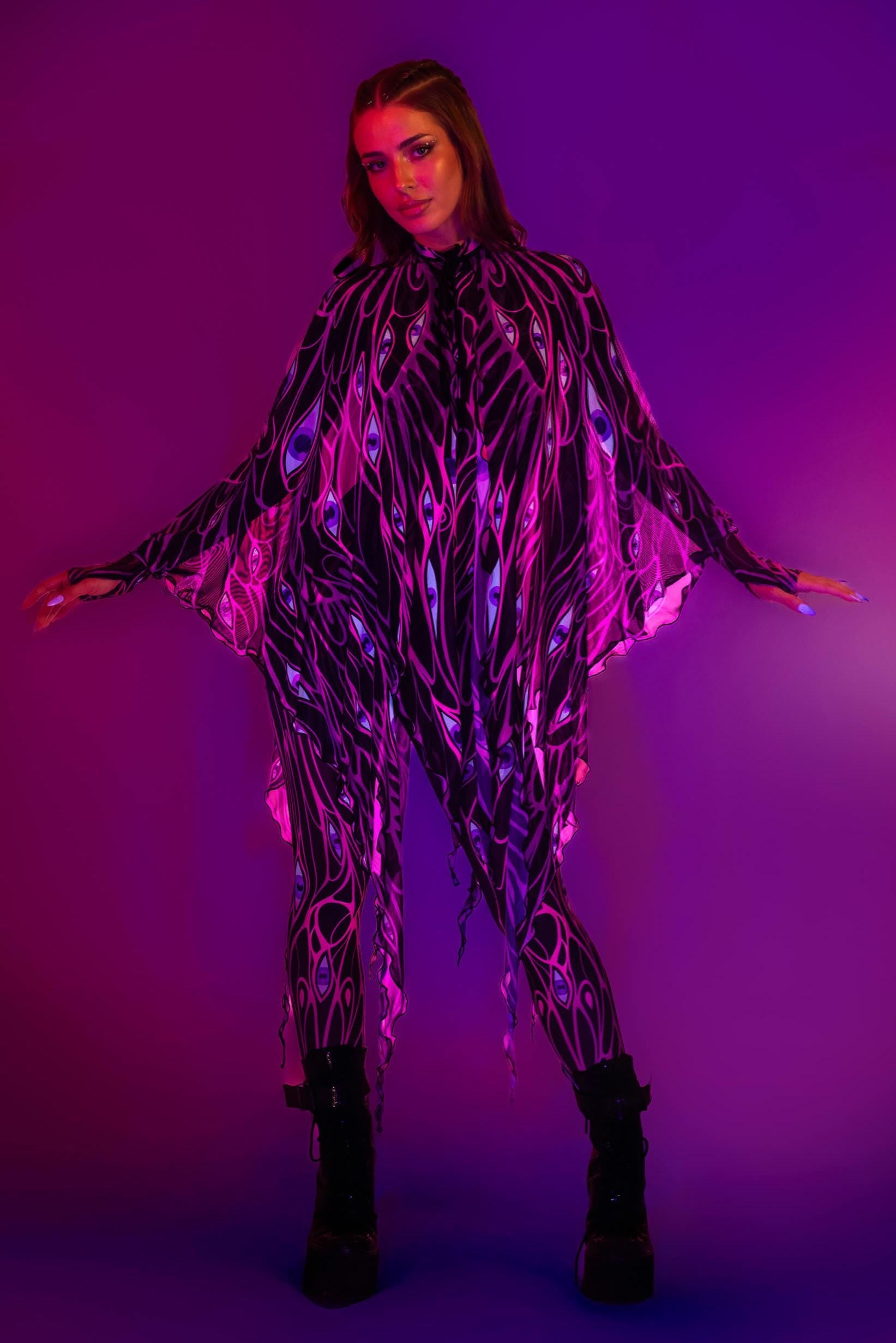 BADINKA All Eyes On You Mesh Ninja Flowy Set Goth, neon-uv