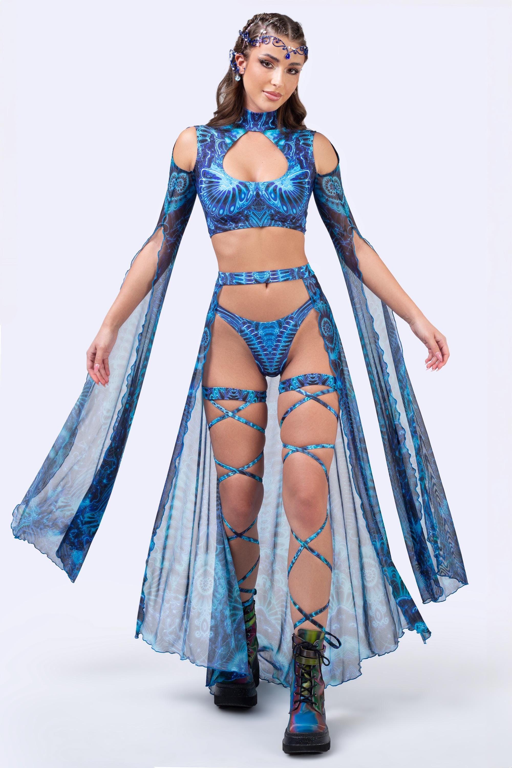 BADINKA Women Midnight Gardens of Paradise Open-Front Skirt