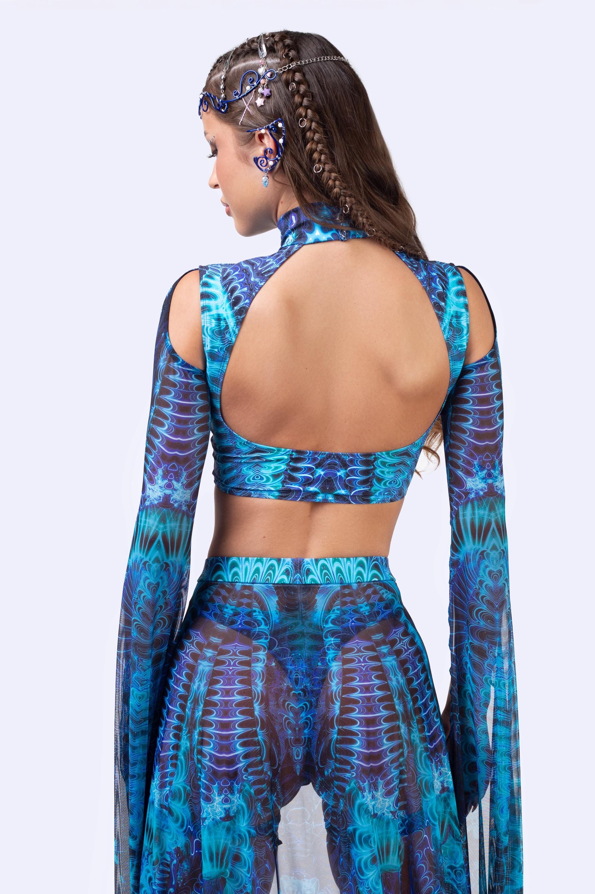 BADINKA Midnight Gardens of Paradise Maxi Sleeve Top Mesh, spandex
