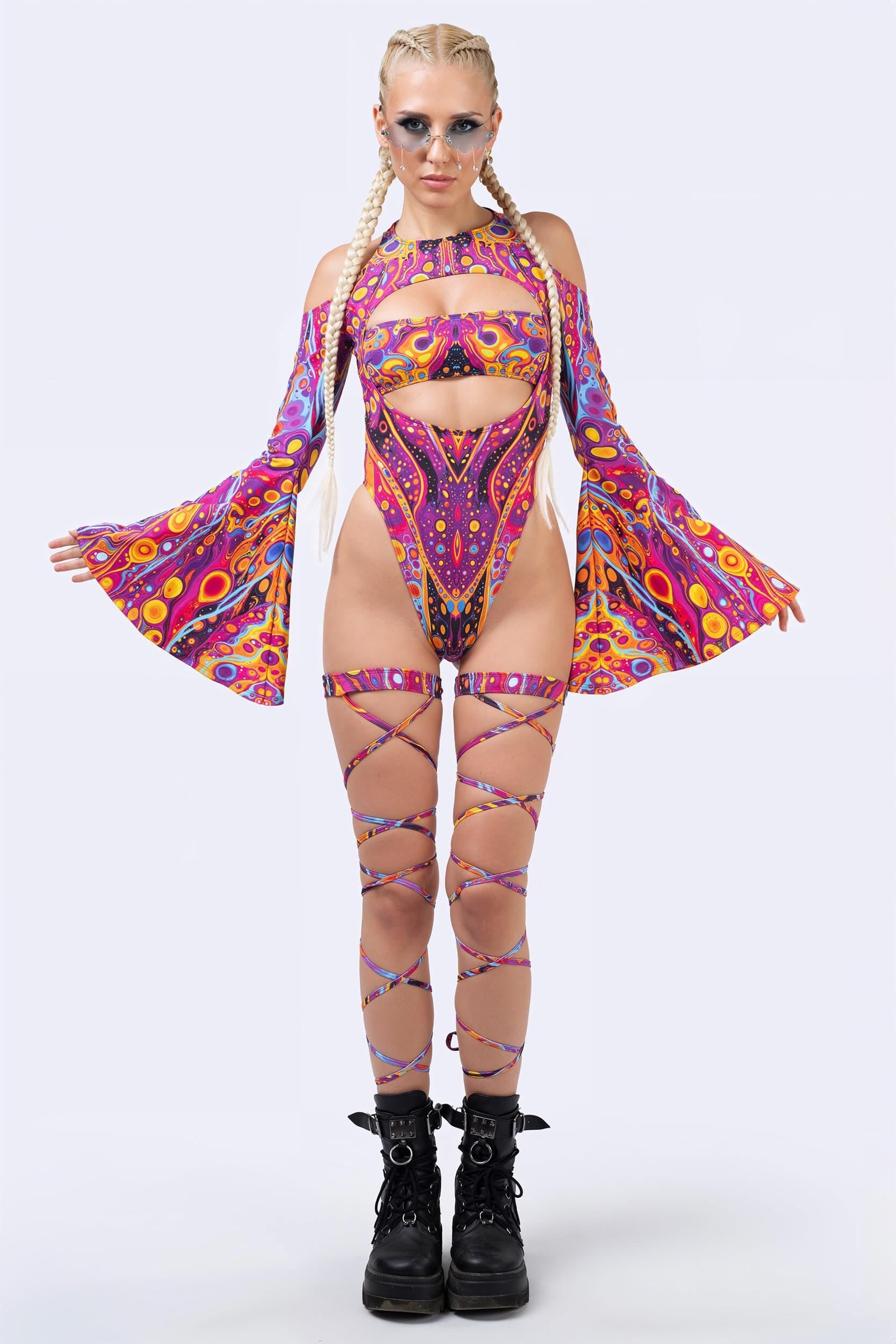BADINKA Venom Bloom Keyhole Bandeau Bodysuit Psychedelic