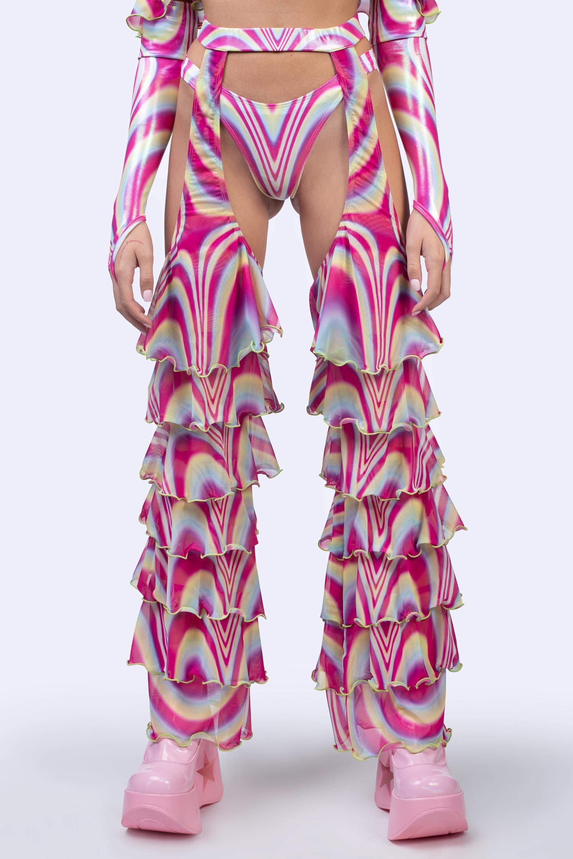 BADINKA Spiral Tease Ruffle Set Psychedelic