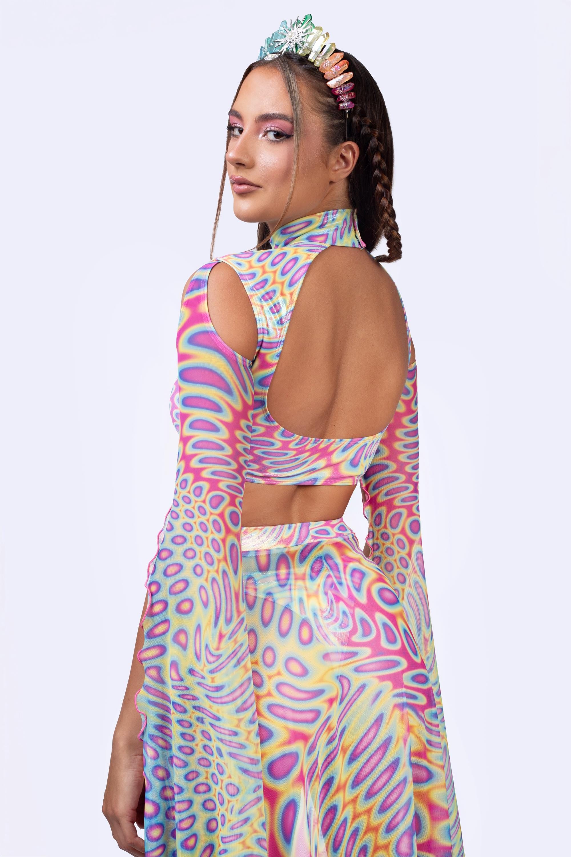 BADINKA Soft Focus Maxi Sleeve Set Bare-back, flowy, keyhole