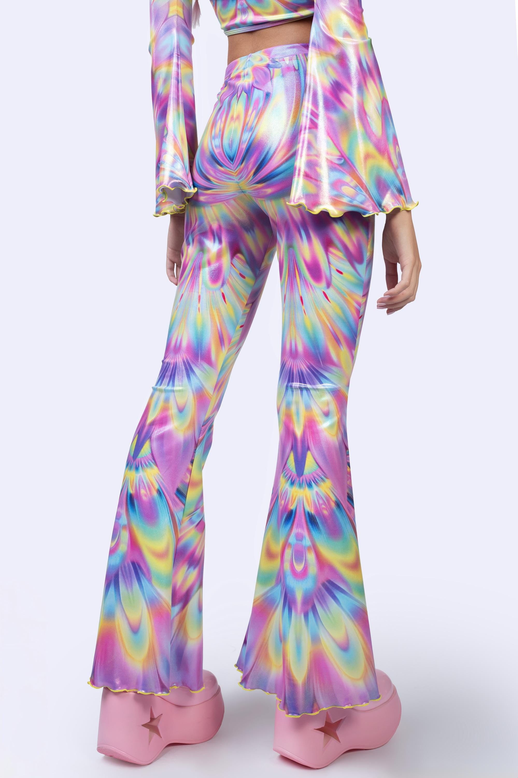 BADINKA Out Of Line Bell Bottom Pants Shiny