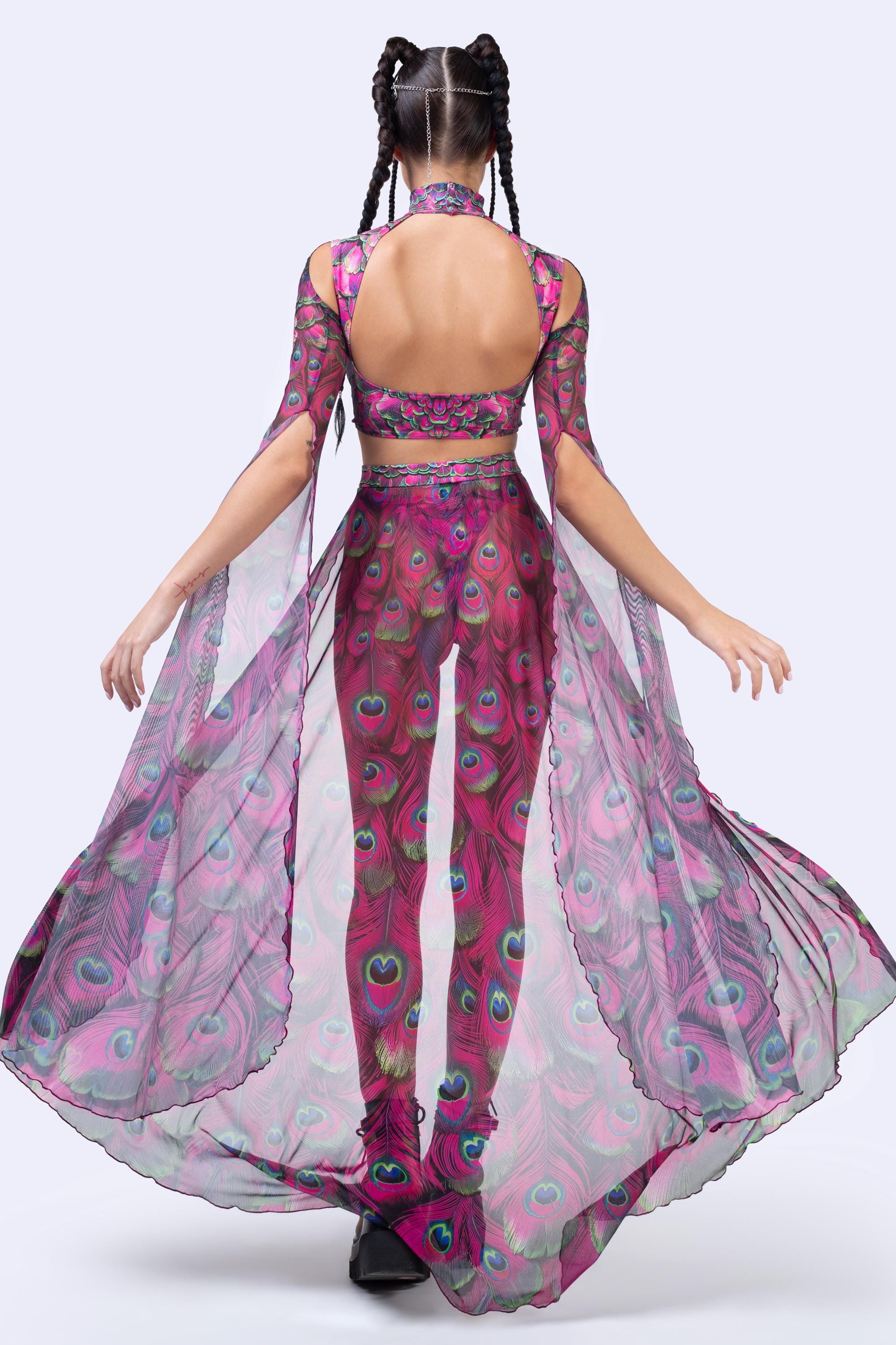 BADINKA Mystic Peacock Magenta Maxi Sleeve Set Rave