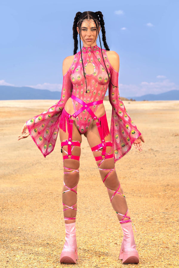 Flock Off Pink Flared Sleeve Bodysuit