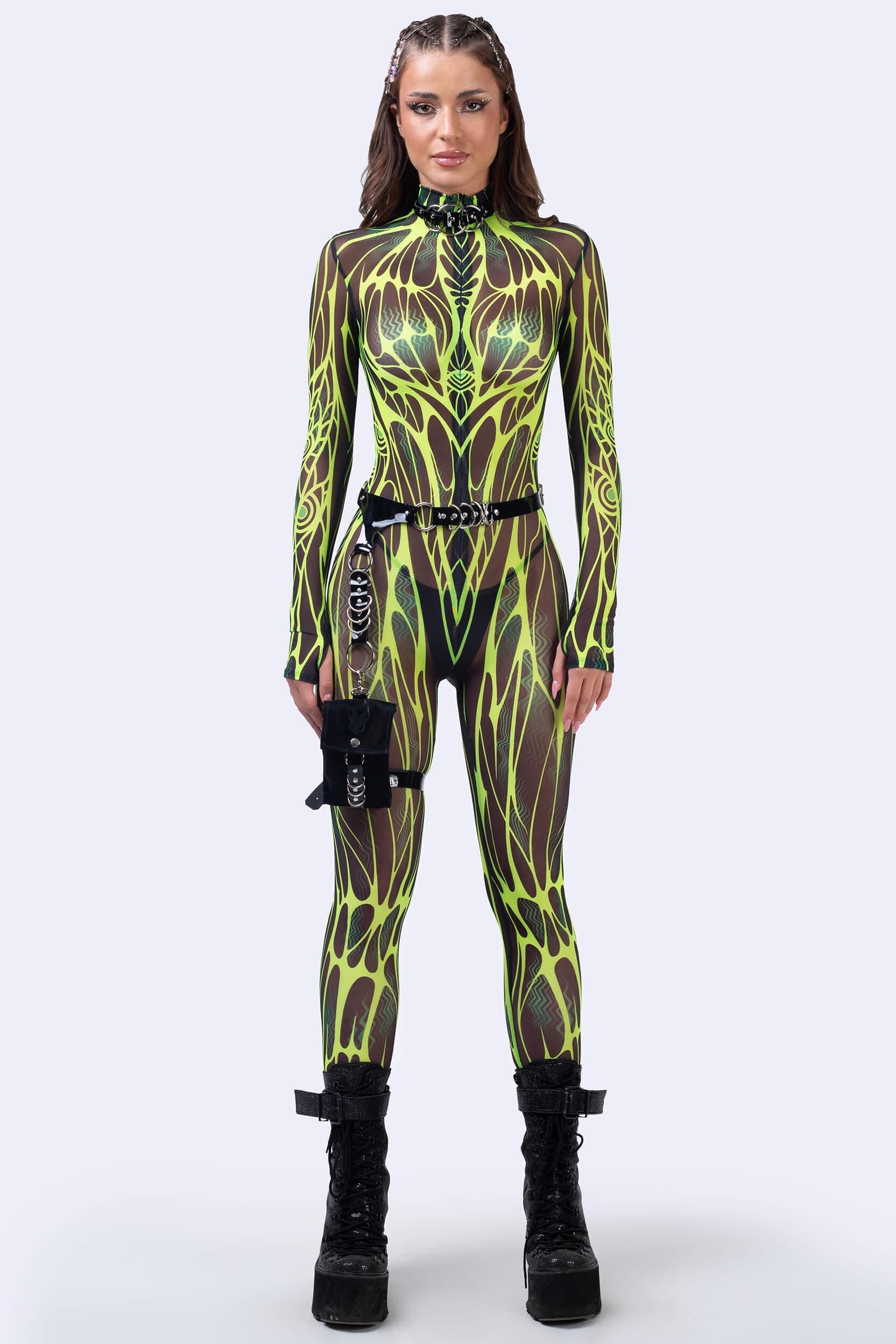 BADINKA Glow Protocol Mesh Costume Goth, neon-uv, psychedelic