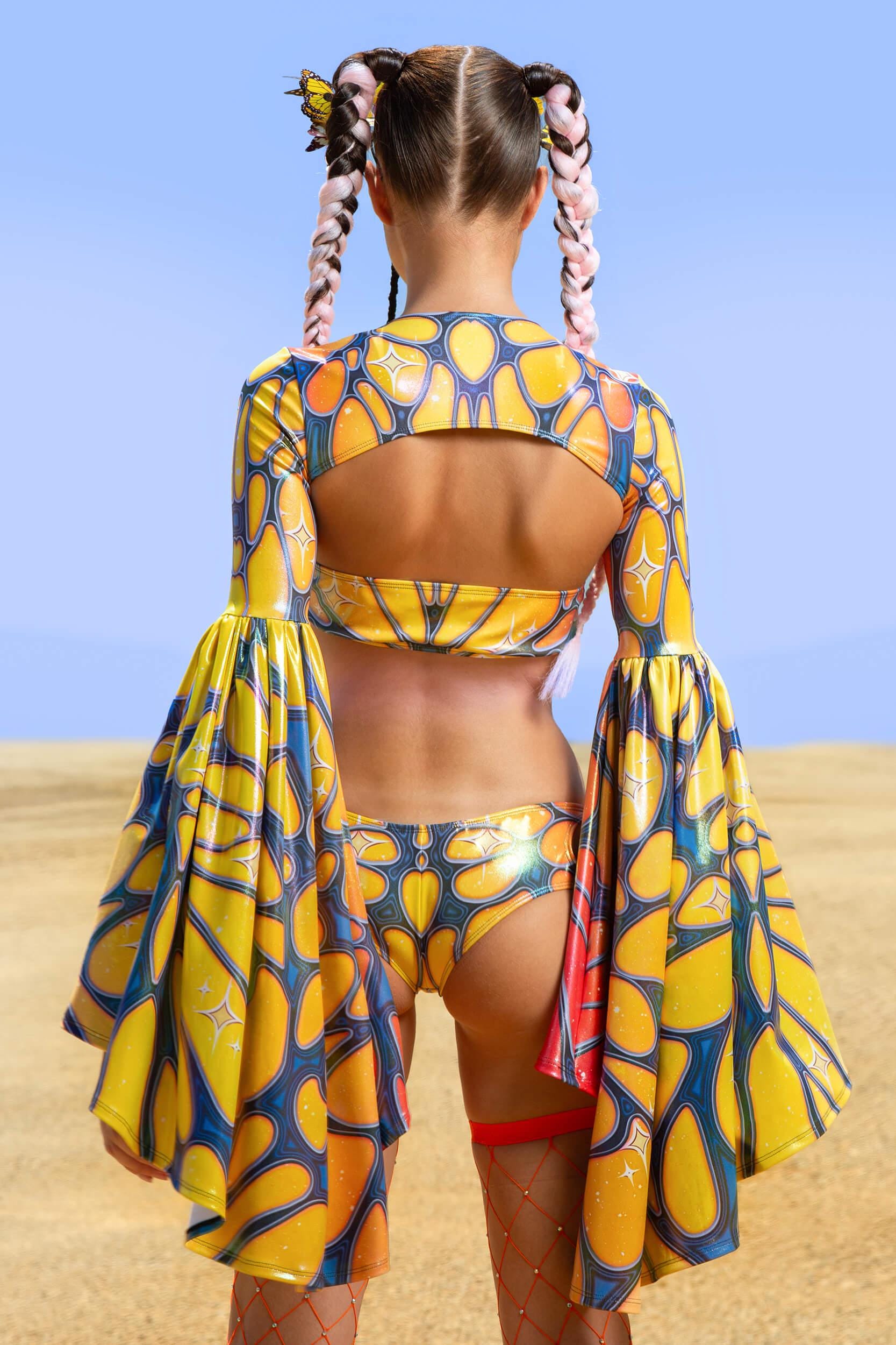 BADINKA Flight Risk Peachy 2-Piece Shrug Top Orange