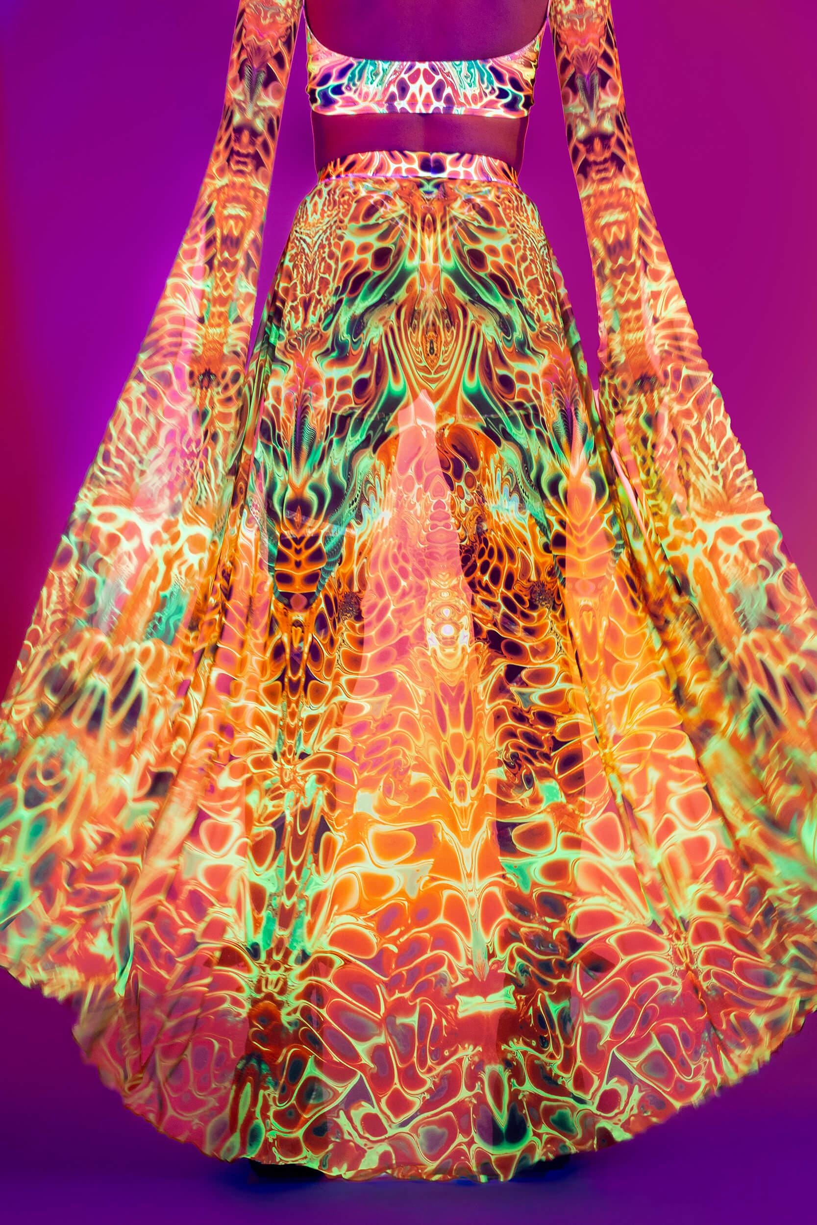 BADINKA Ember Storm Open-Front Skirt Orange