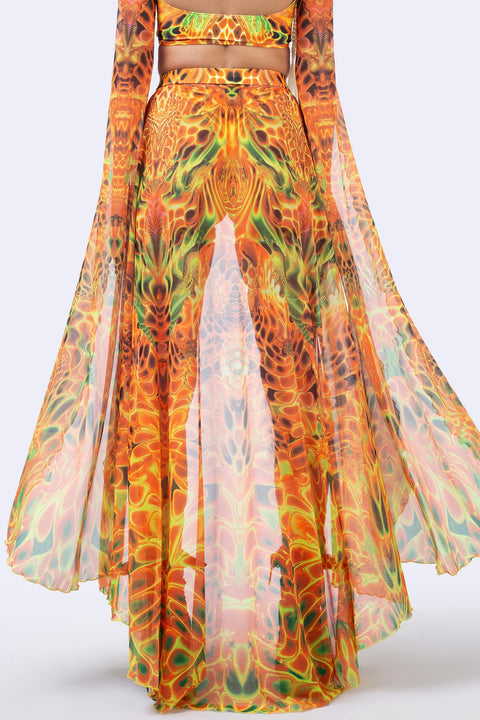 Ember Storm Open-Front Skirt