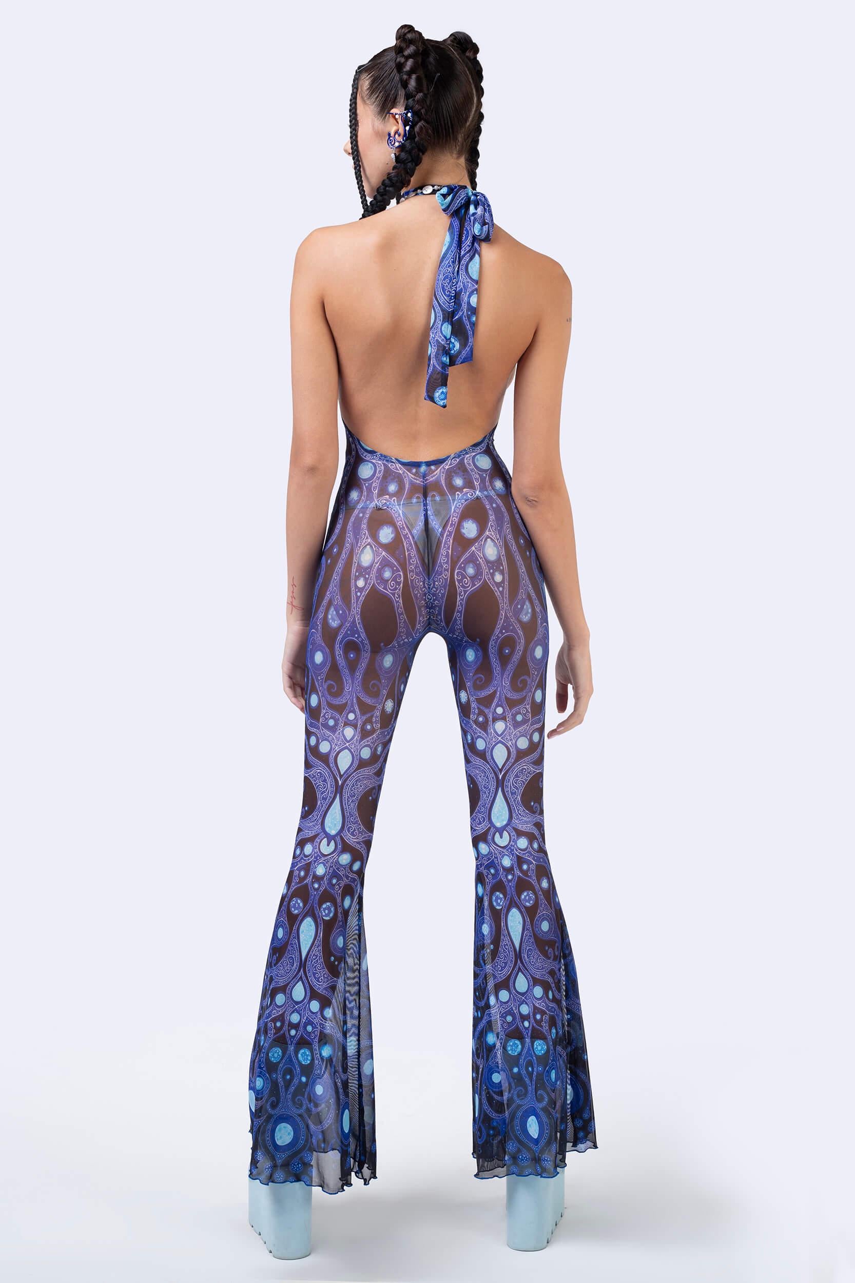 BADINKA Deco Fever Mesh Halter Romper Celestial