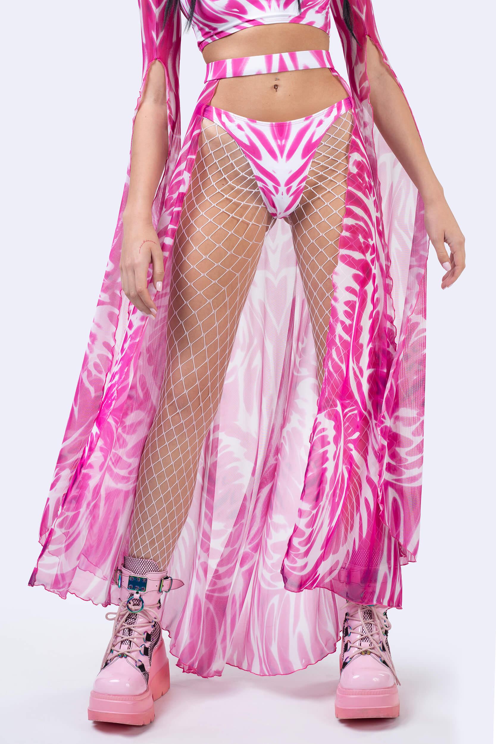 BADINKA Bubblegum Heat Maxi Sleeve Set Bare-back, flowy, keyhole