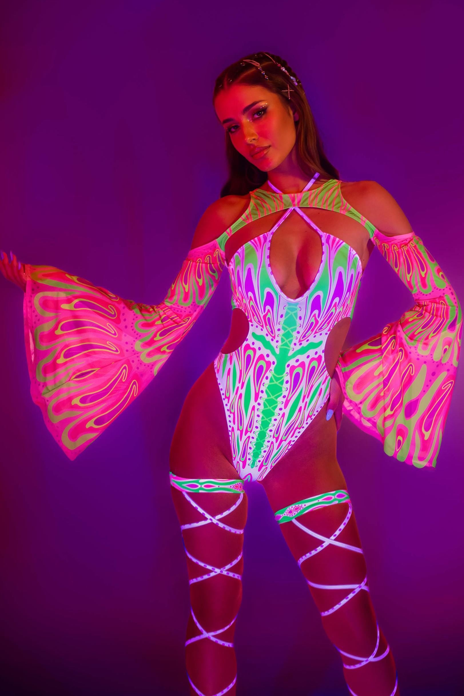BADINKA Blush Moth Keyhole Halter Bodysuit Rave