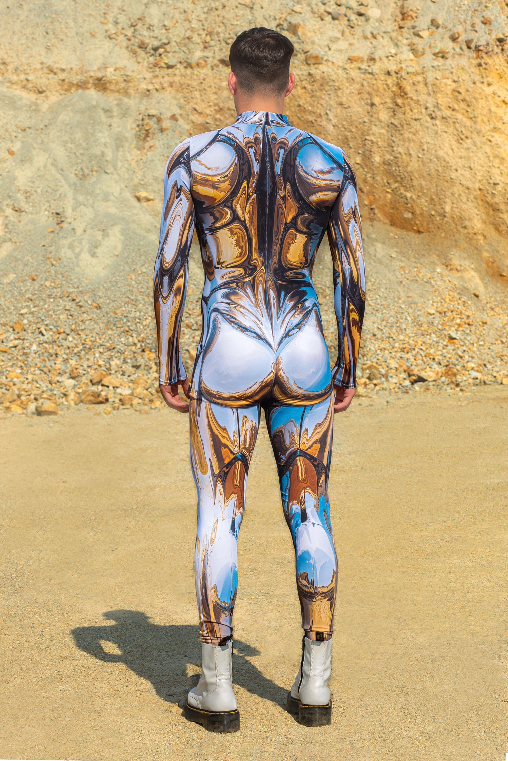 BADINKA Red Echo Male Costume Spandex