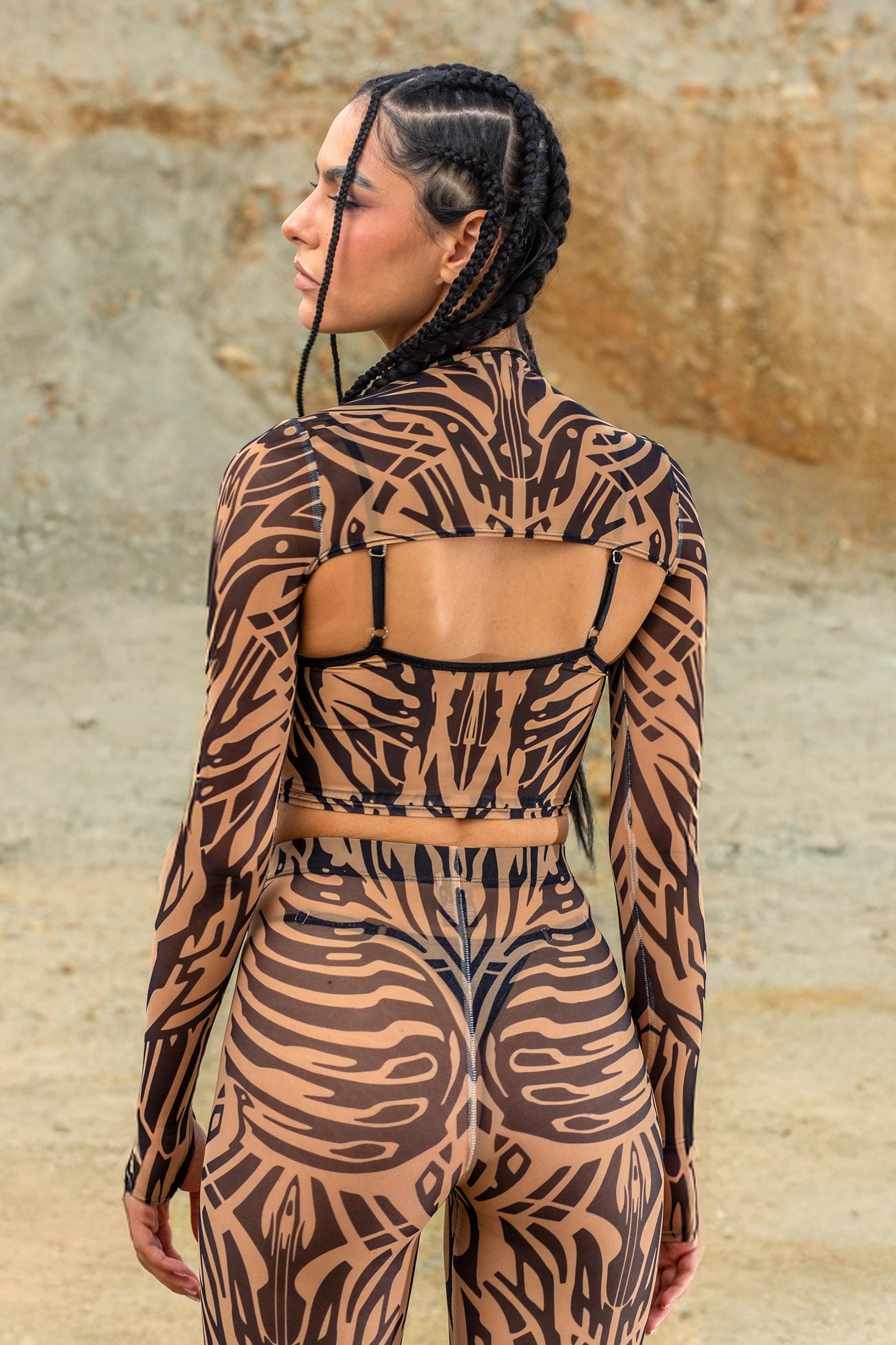 BADINKA Core Shrug & Mesh Leggings Set Mesh