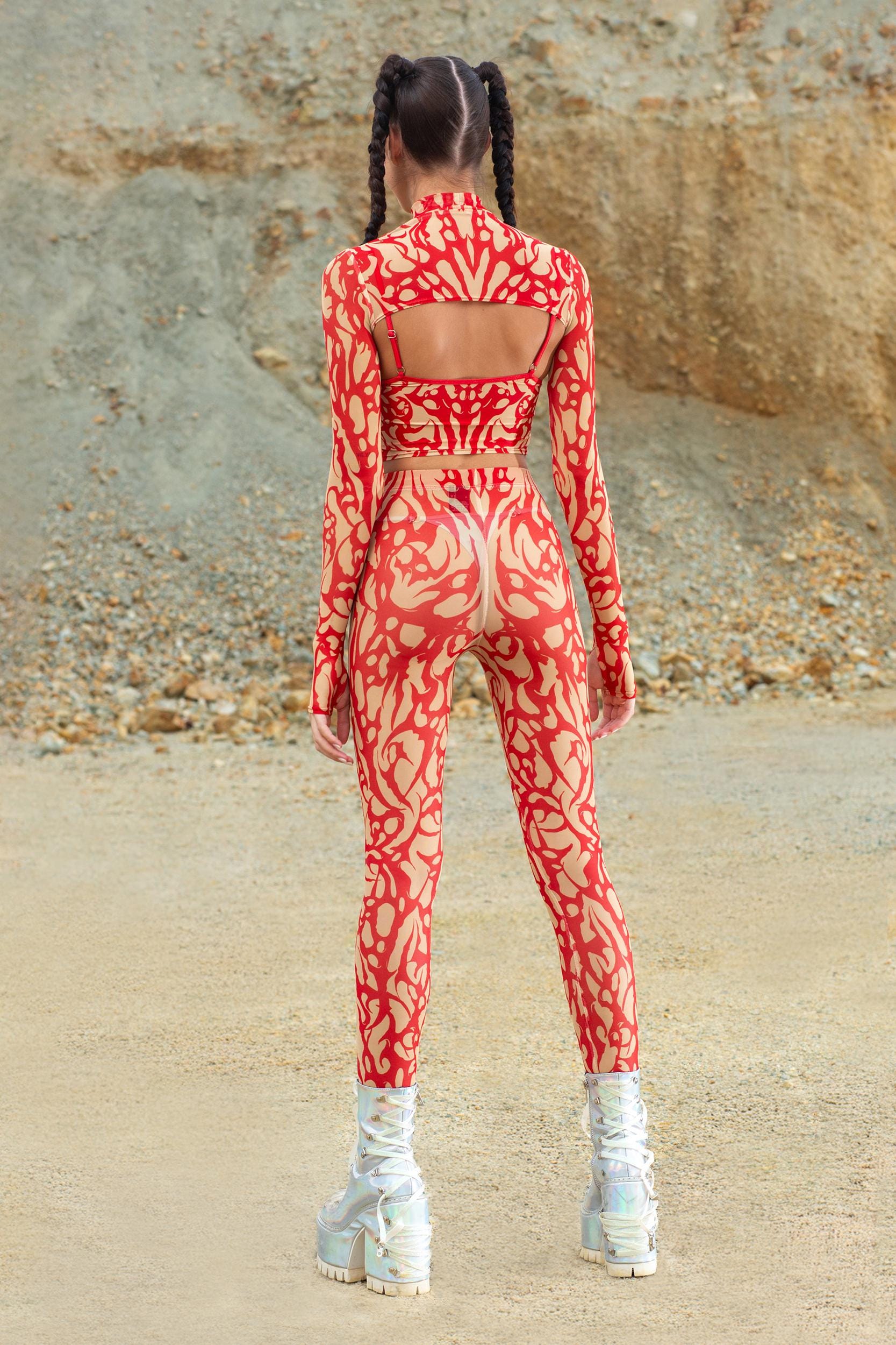 BADINKA Wildskin Inferno Mesh 2 Piece Shrug Top Mesh