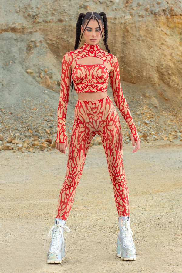 Wildekin Inferno Shrug & Mesh Leggings Set
